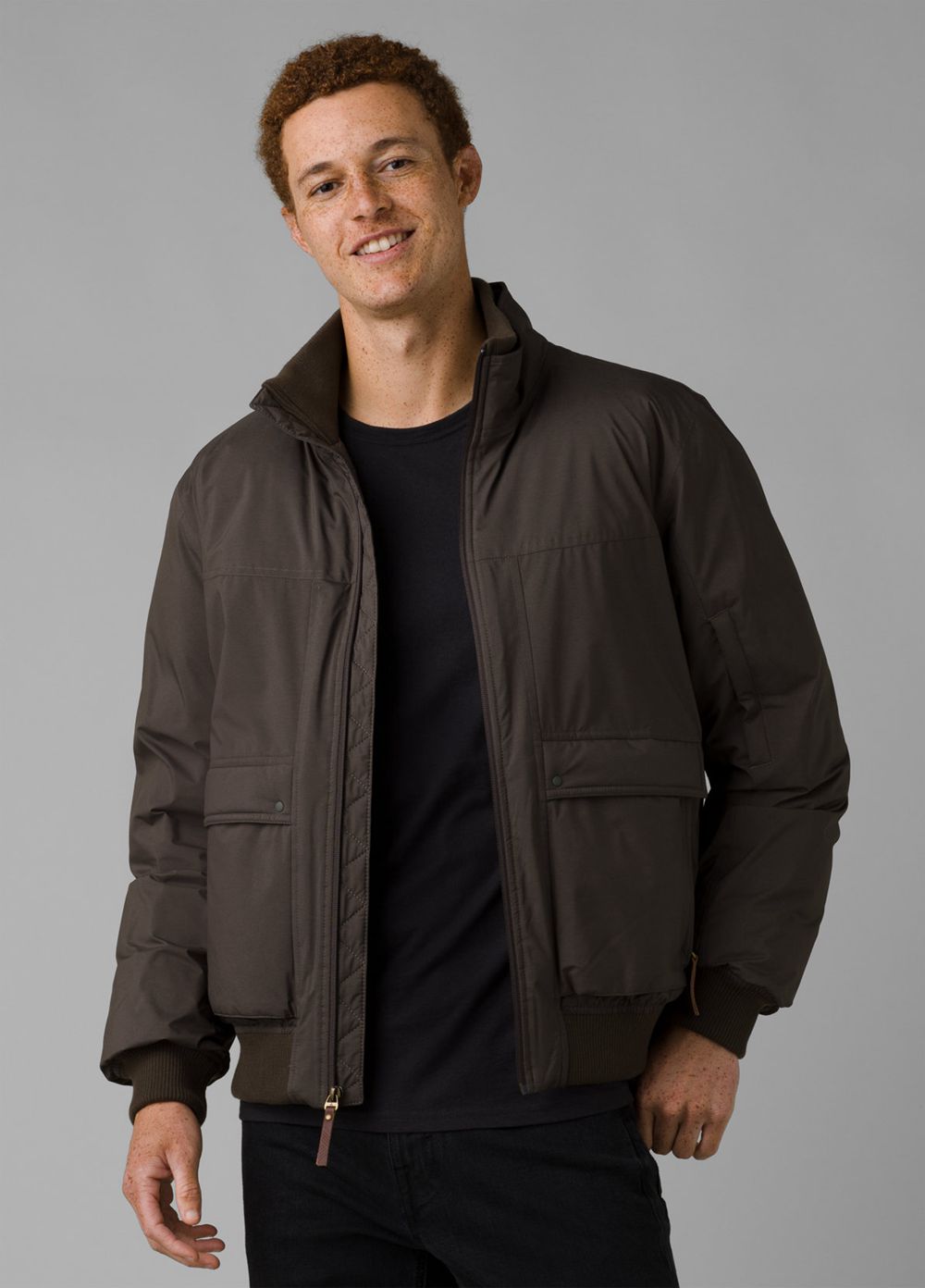 Brown Men\'s PrAna Baadwin Bomber Jackets | NWBSFZ512