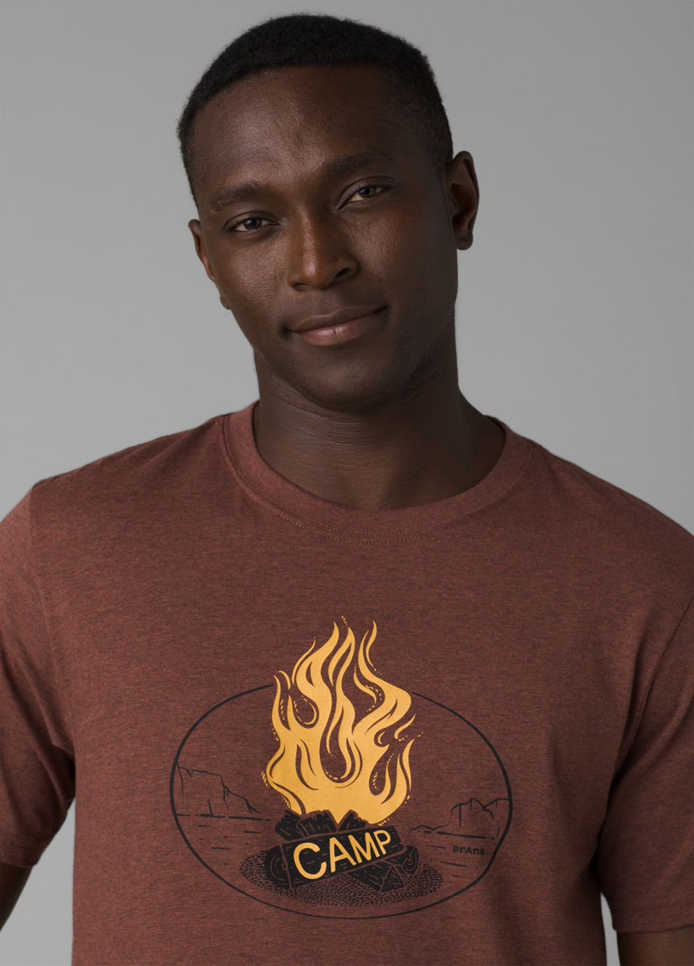 Brown Men's PrAna Camp Fire Journeyman 2 T-Shirts | HFXNJT016