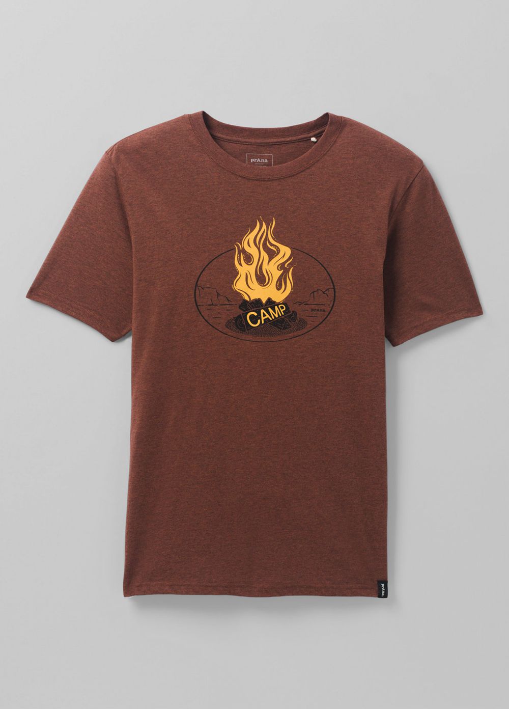 Brown Men's PrAna Camp Fire Journeyman 2 T-Shirts | HFXNJT016