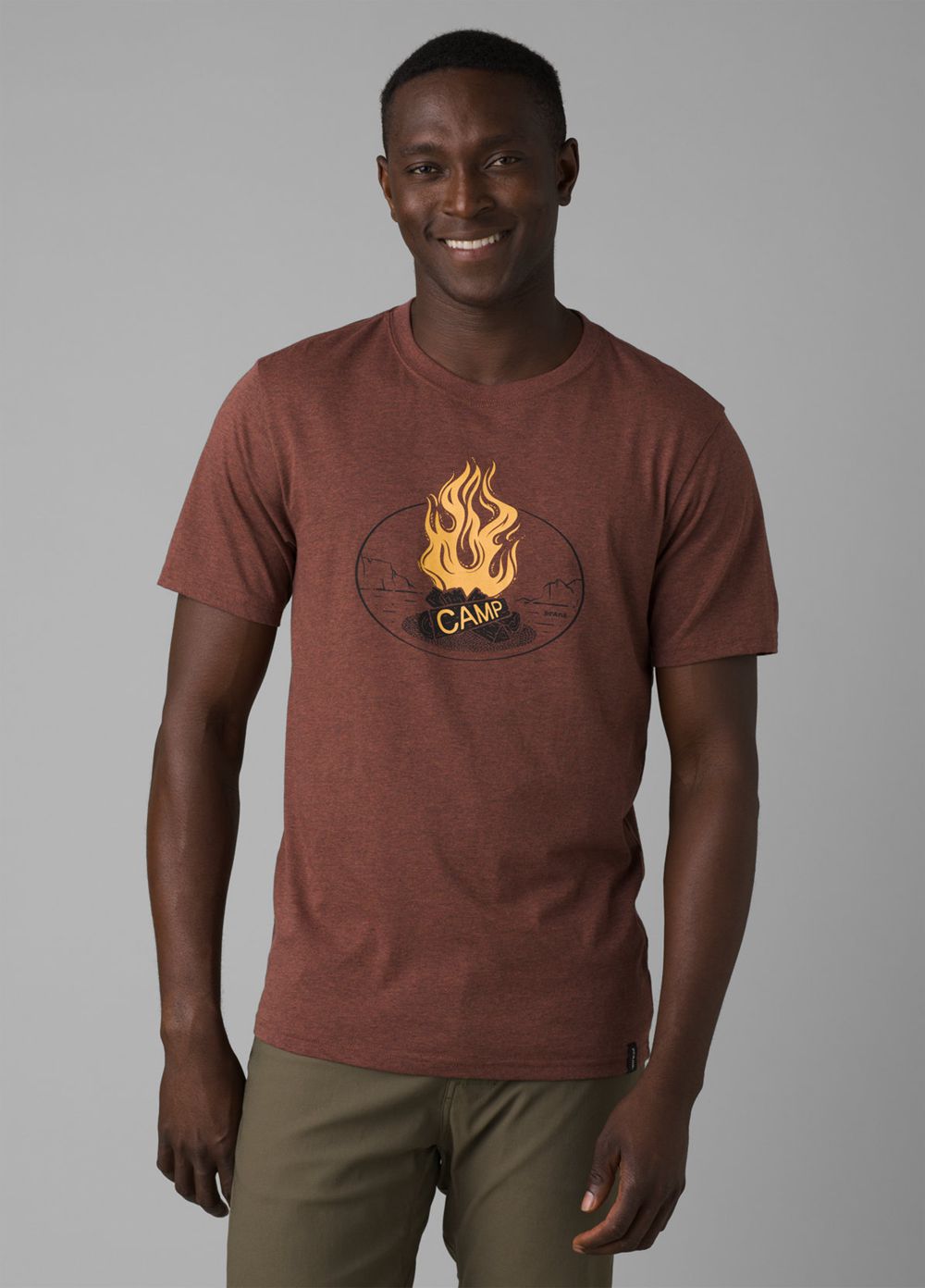 Brown Men\'s PrAna Camp Fire Journeyman 2 T-Shirts | HFXNJT016