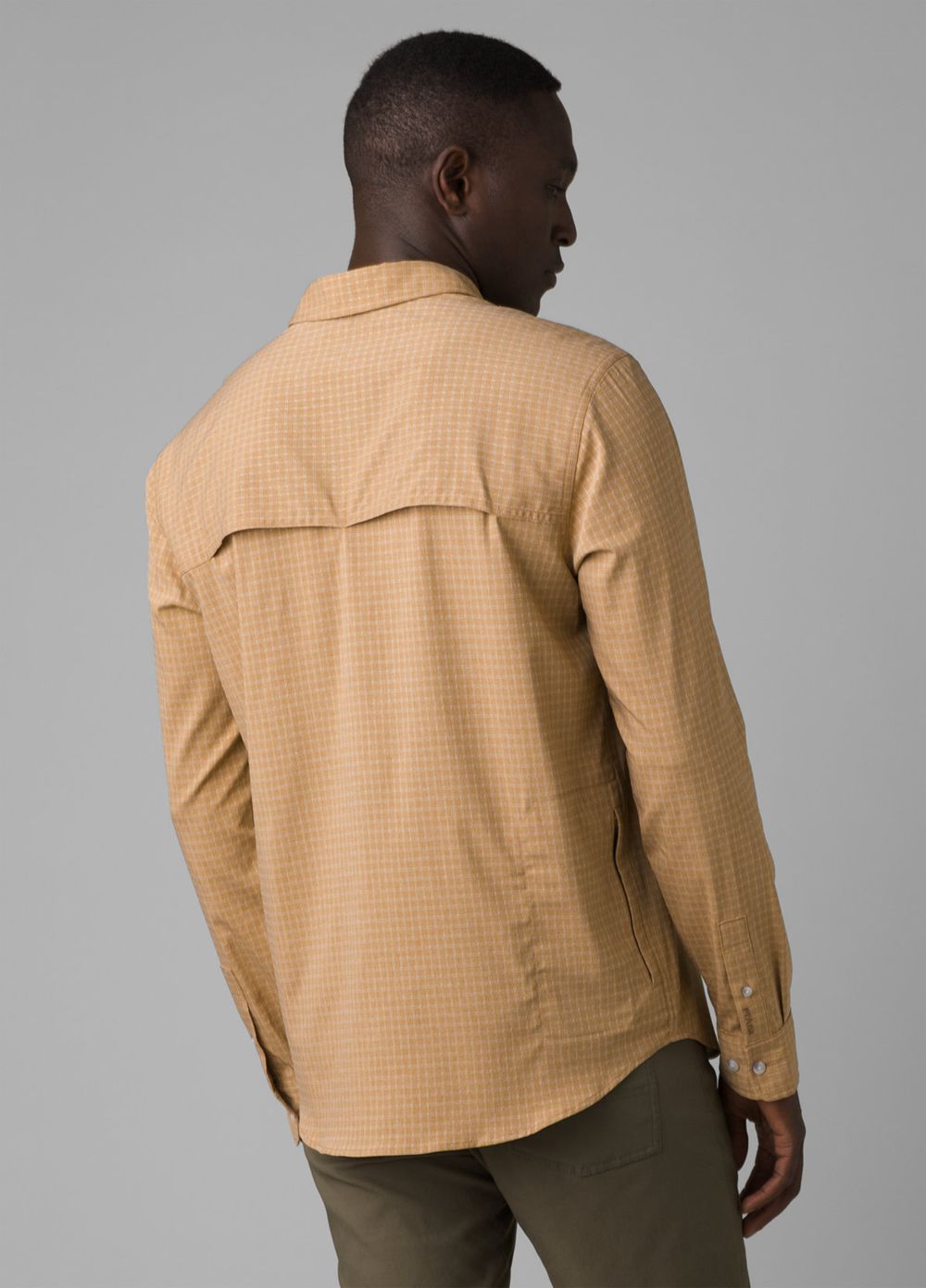 Brown Men's PrAna Garvan Long Sleeve Tall Shirts | MDQZFE951