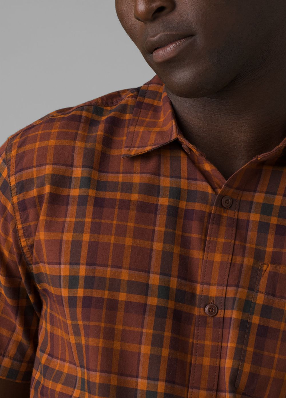 Brown Men's PrAna Groveland Shirts | FJHPLR068