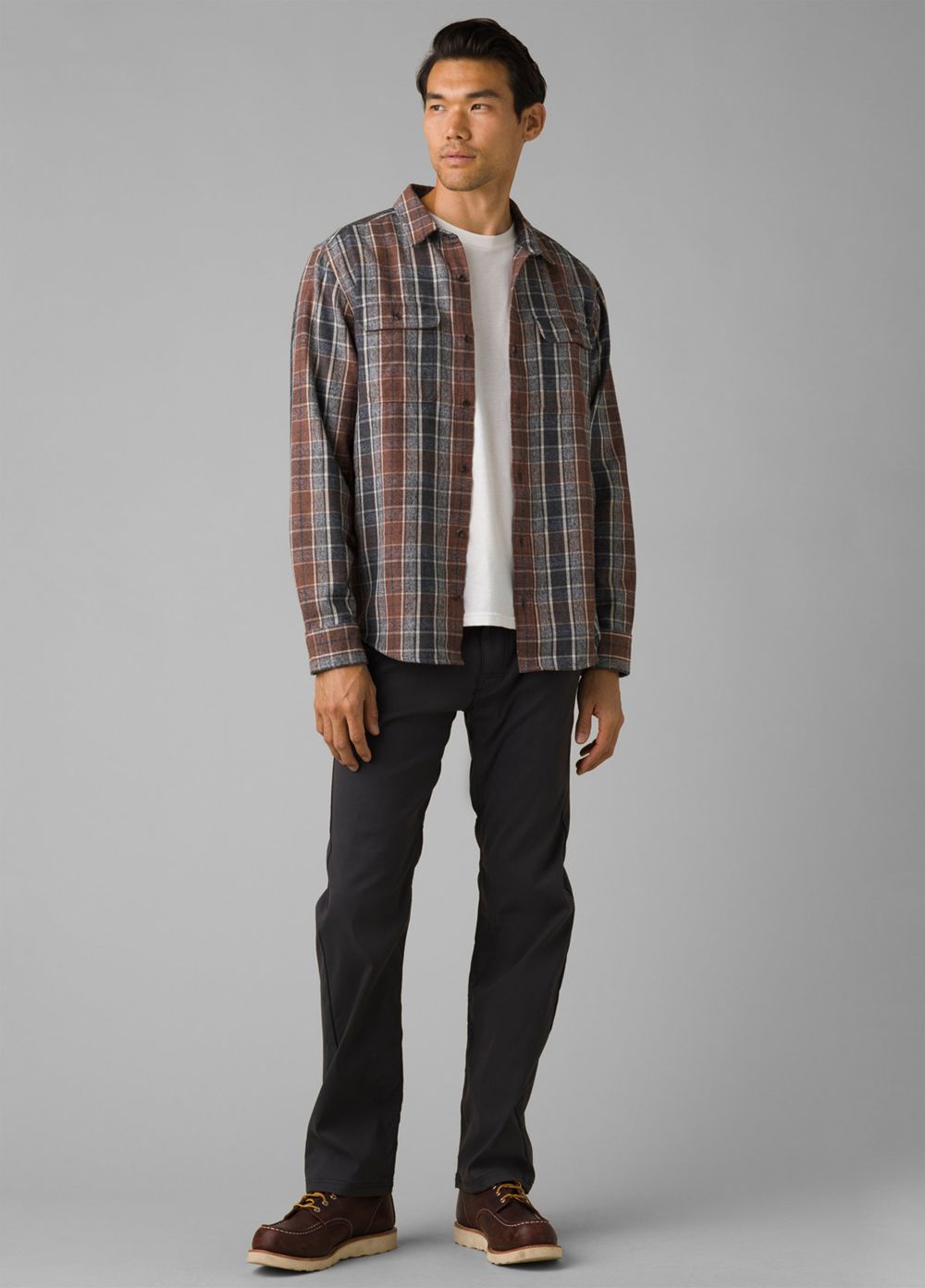 Brown Men's PrAna Westbrook Flannel Shirts | WZKYFL148