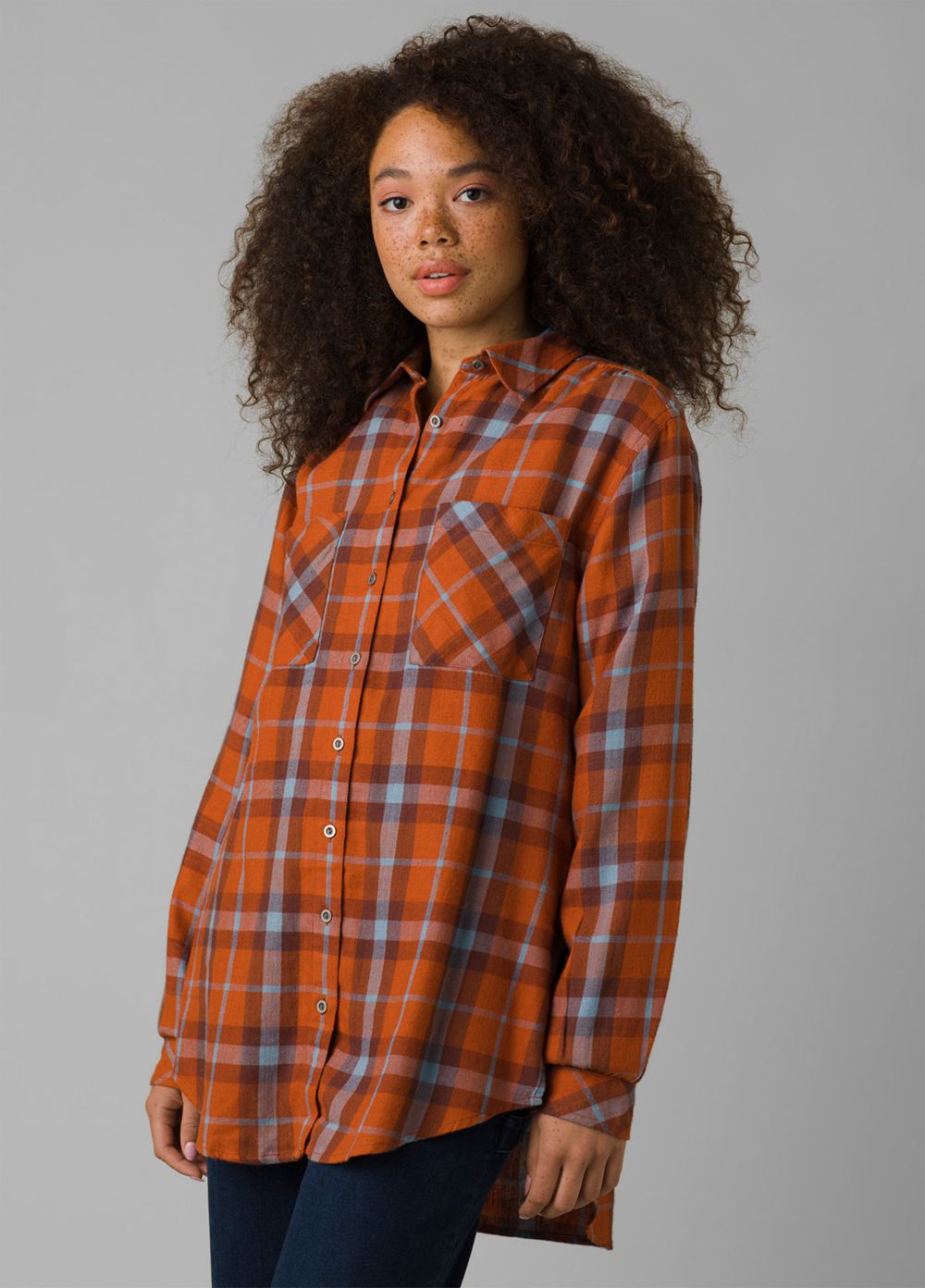 Brown Women's PrAna Beezly Flannel Shirts | EOINPH719