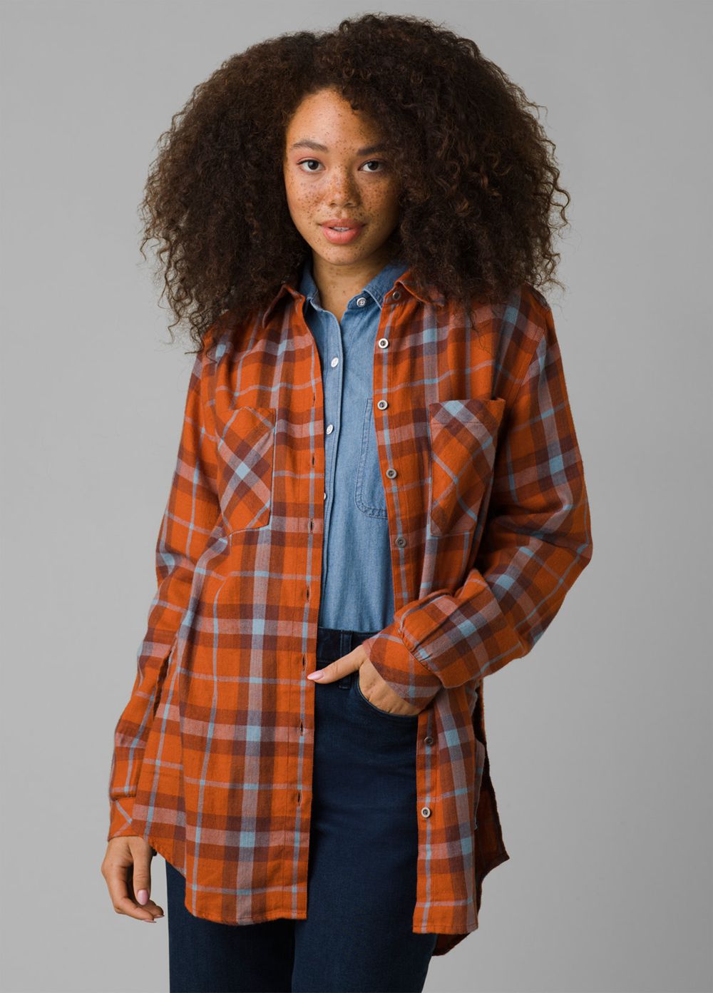 Brown Women\'s PrAna Beezly Flannel Shirts | EOINPH719