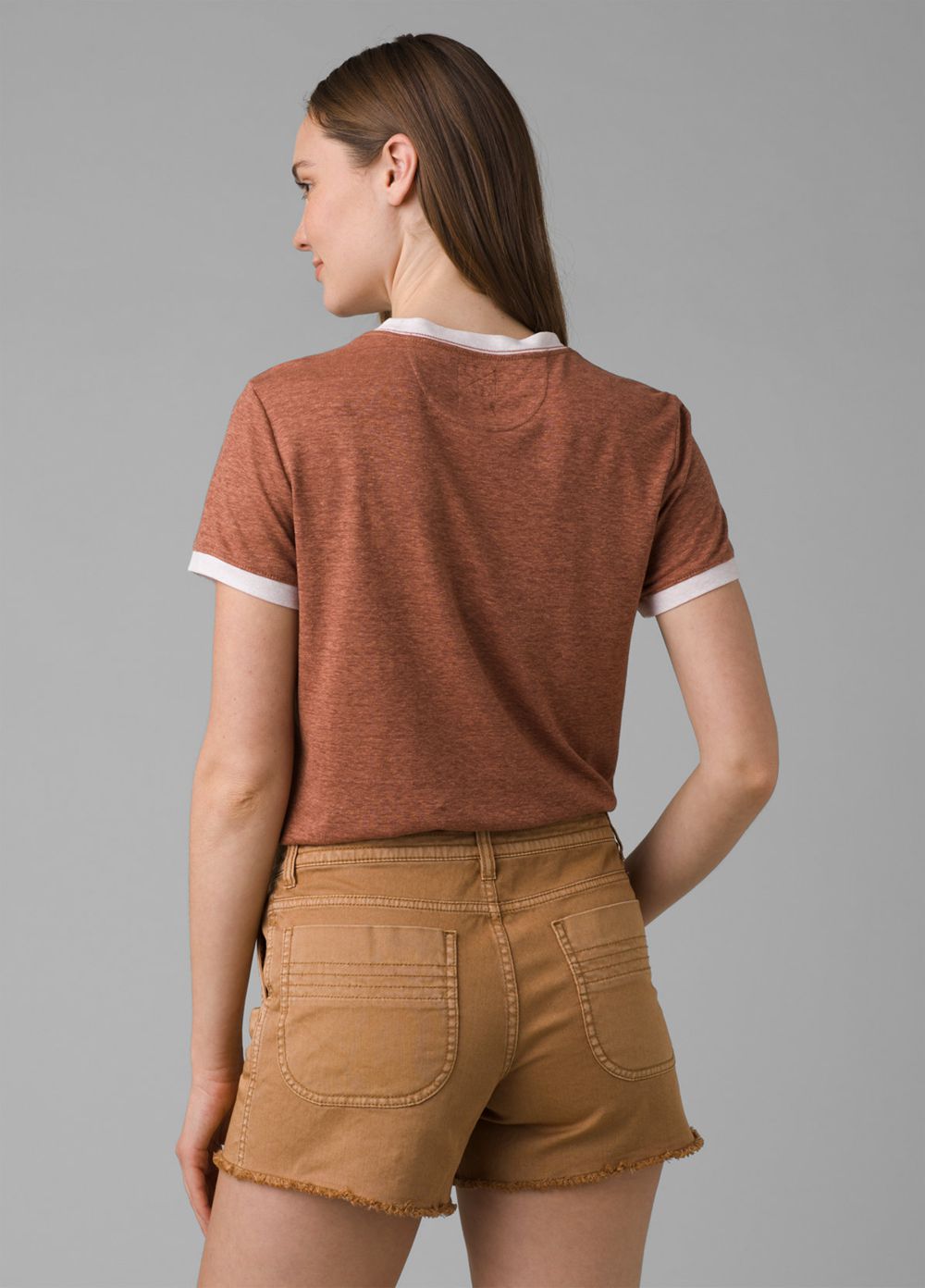 Brown Women's PrAna Cozy Up Ringer T-Shirts | MFQWVE904