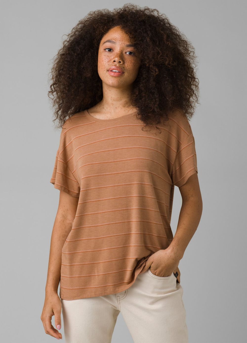 Brown Women's PrAna Foundation Slouch Top T-Shirts | XATCVU128