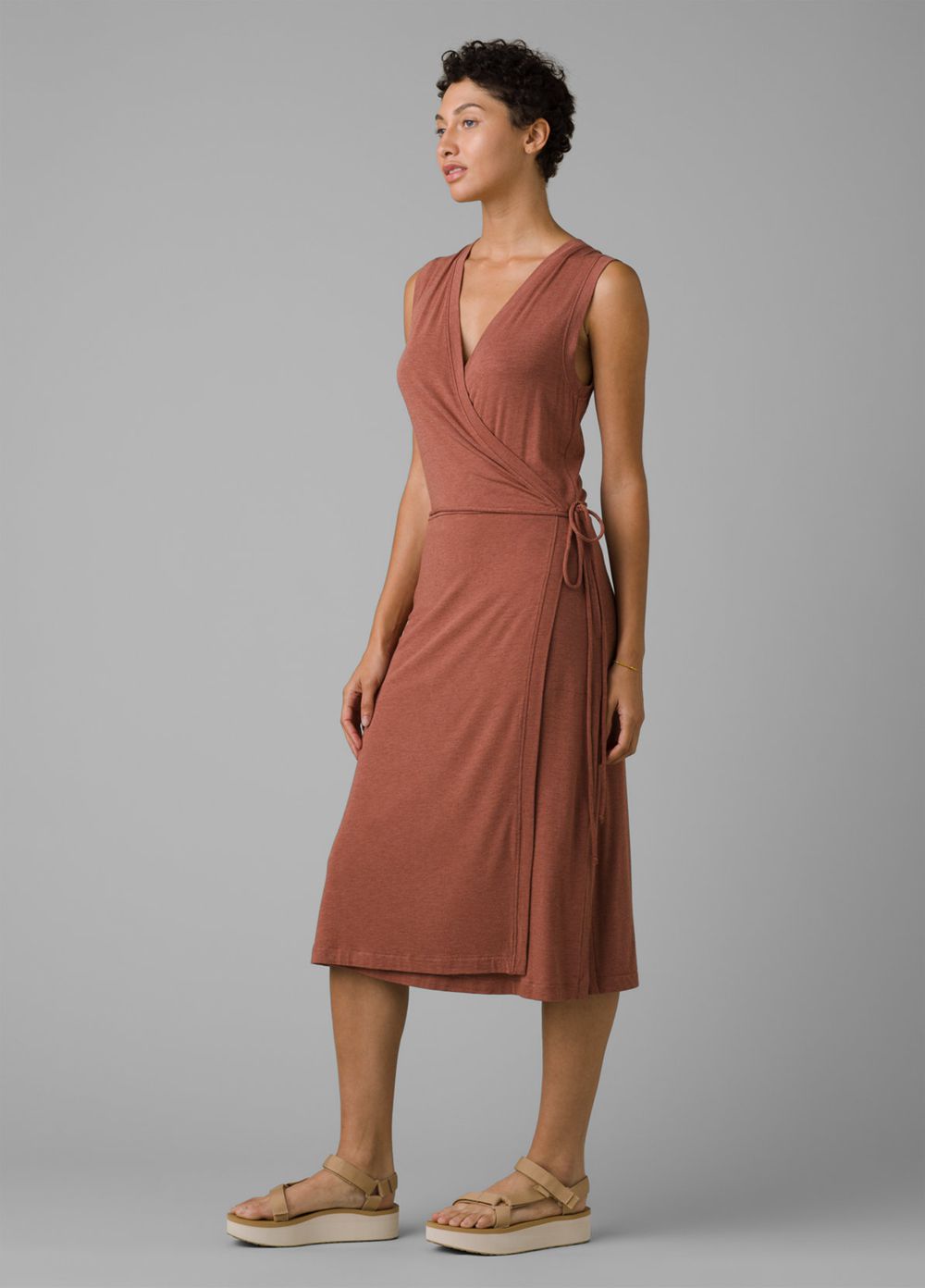 Brown Women's PrAna Foundation Wrap Dresses | WFKPGV240