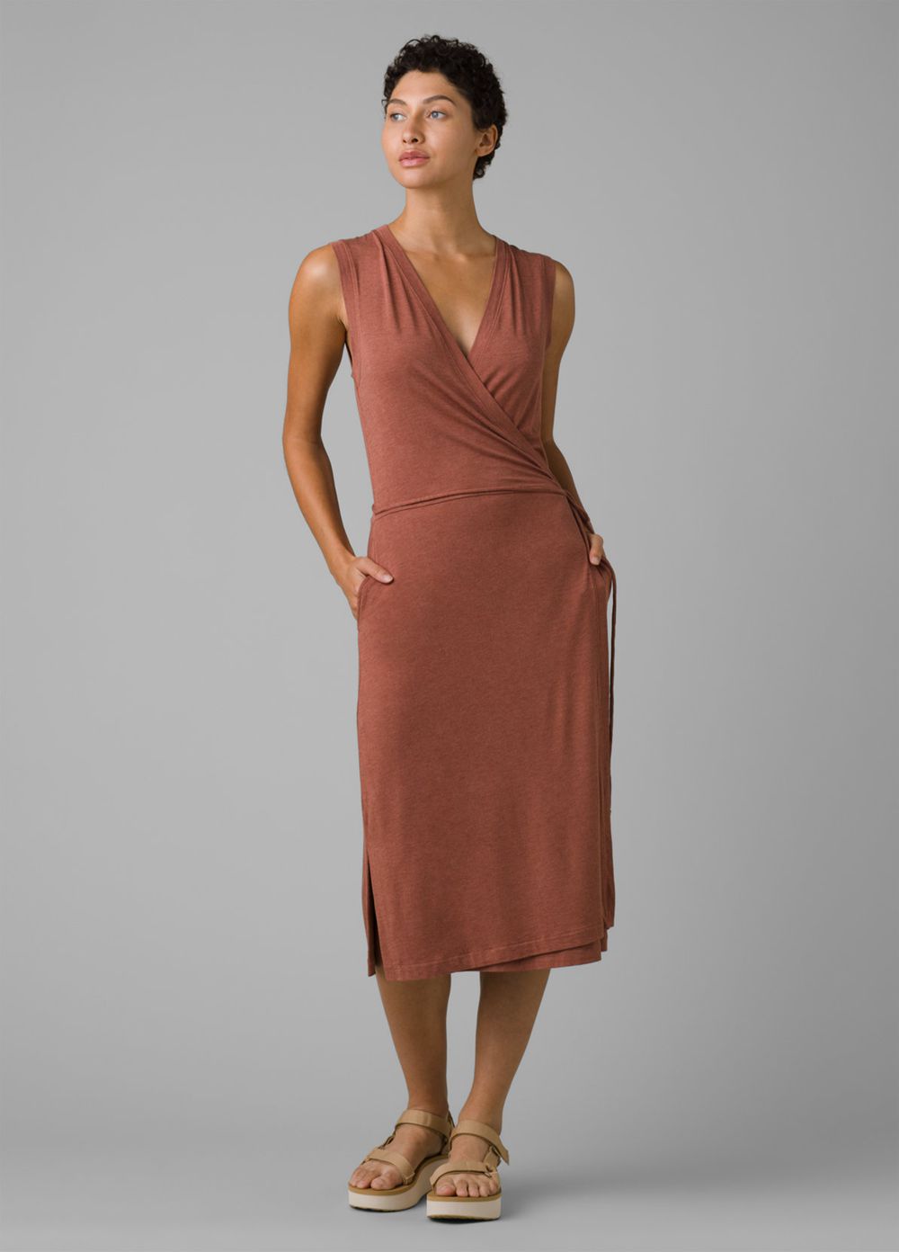 Brown Women\'s PrAna Foundation Wrap Dresses | WFKPGV240