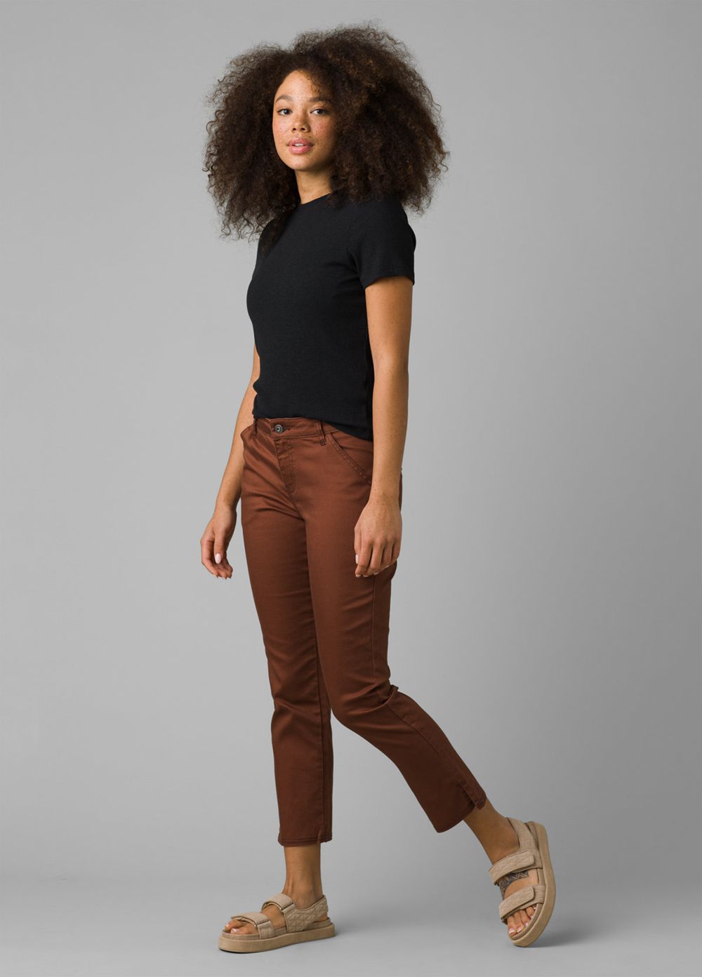 Brown Women's PrAna Kayla Crop Chino Pants | LTFXCG136