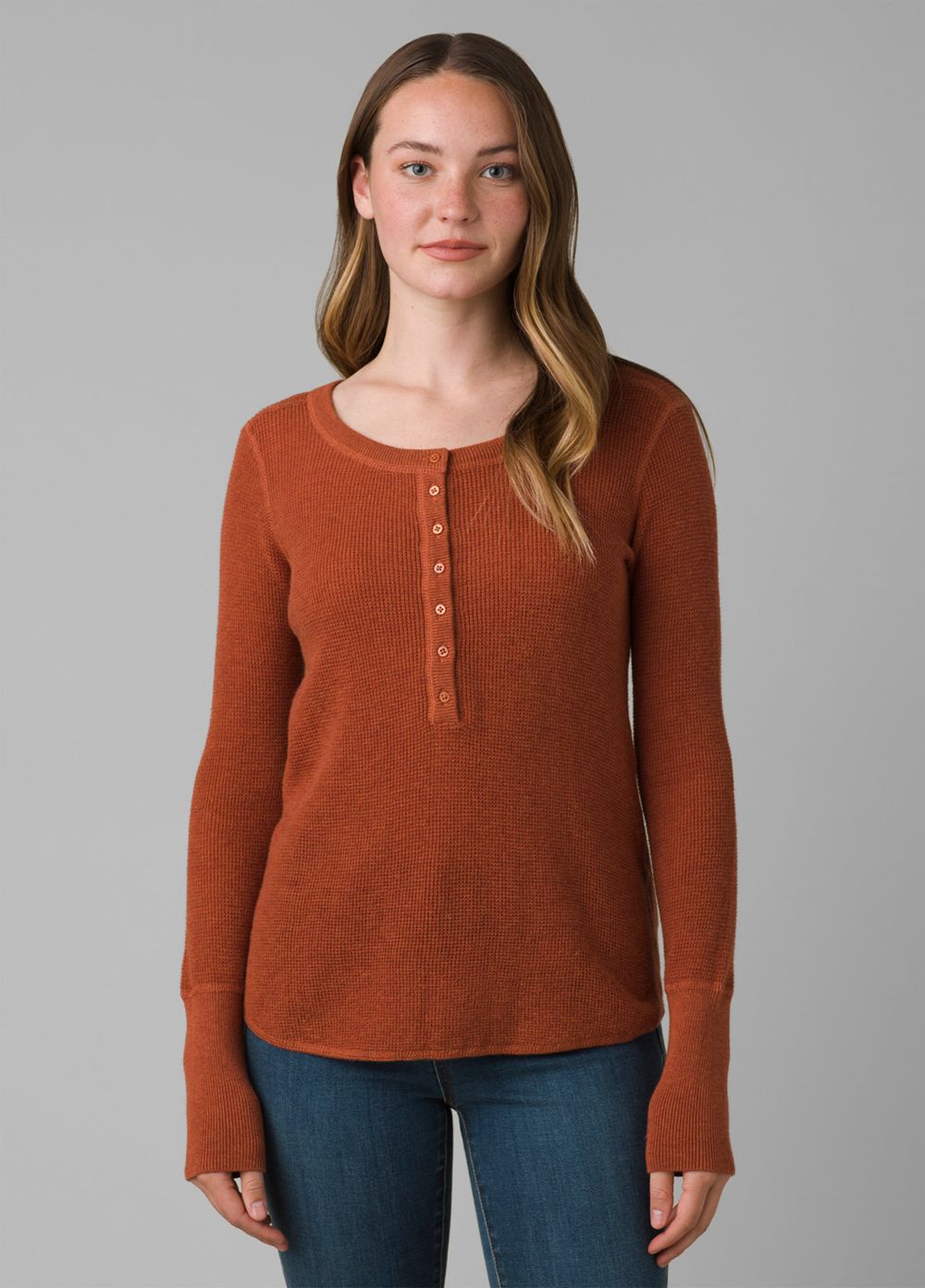 Brown Women\'s PrAna Milani Henley Sweaters | YUJDMH794