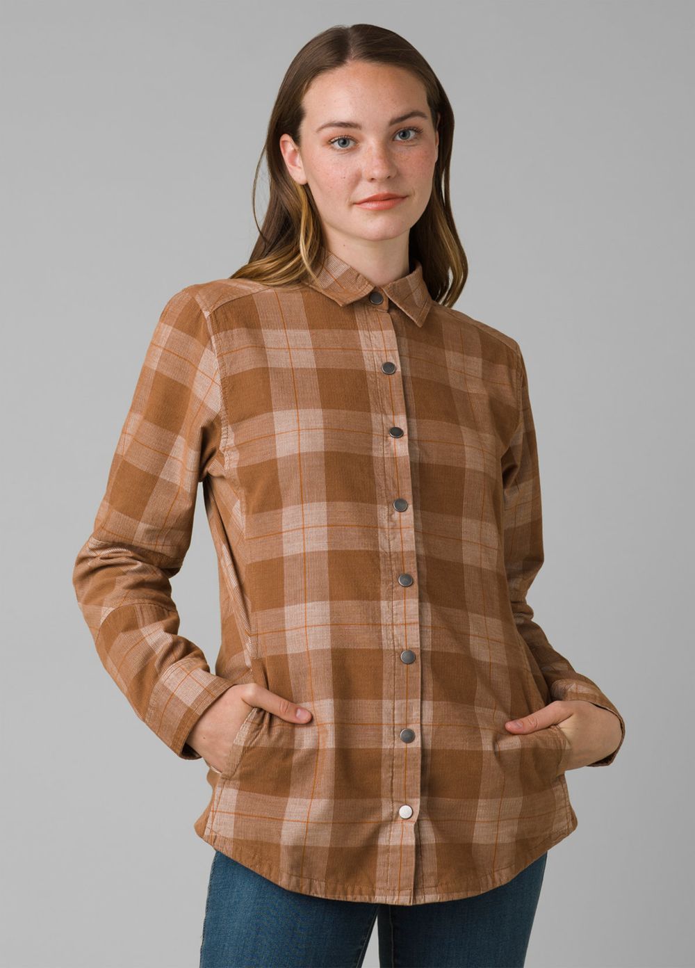 Brown Women's PrAna Porter Park Shirts | BAMZKT352