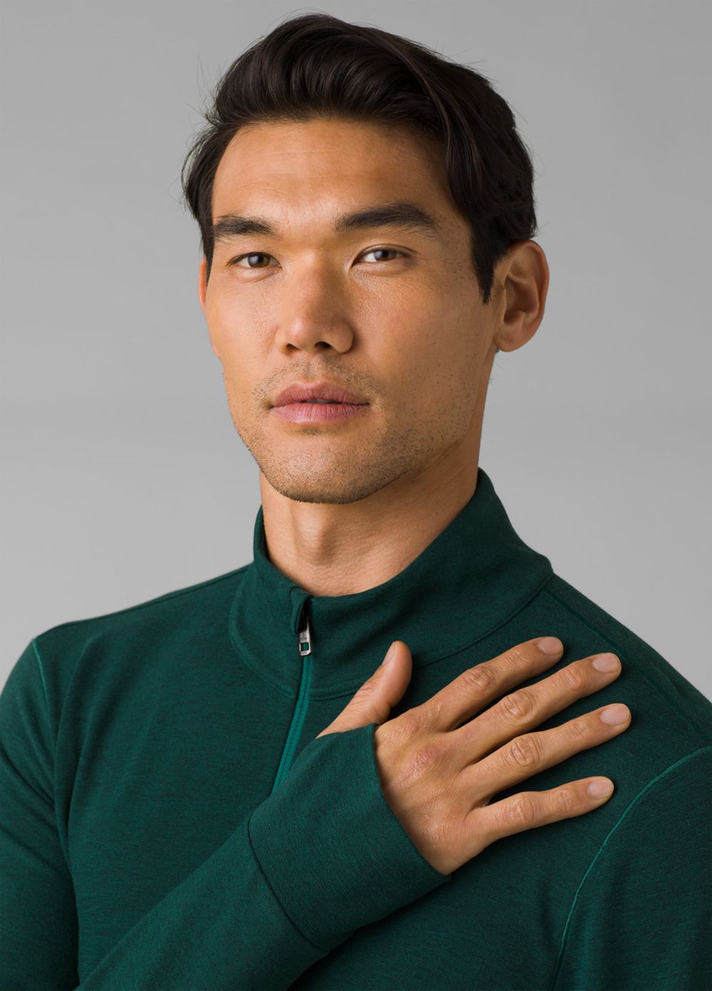 Green Men's PrAna Altitude Tracker 1/4 Zip Sweaters | EXATMQ236