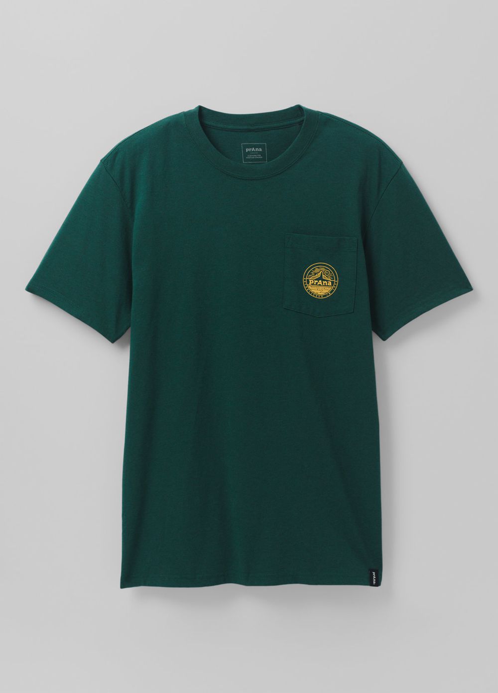 Green Men's PrAna Patch Print T-Shirts | CNRHIJ648