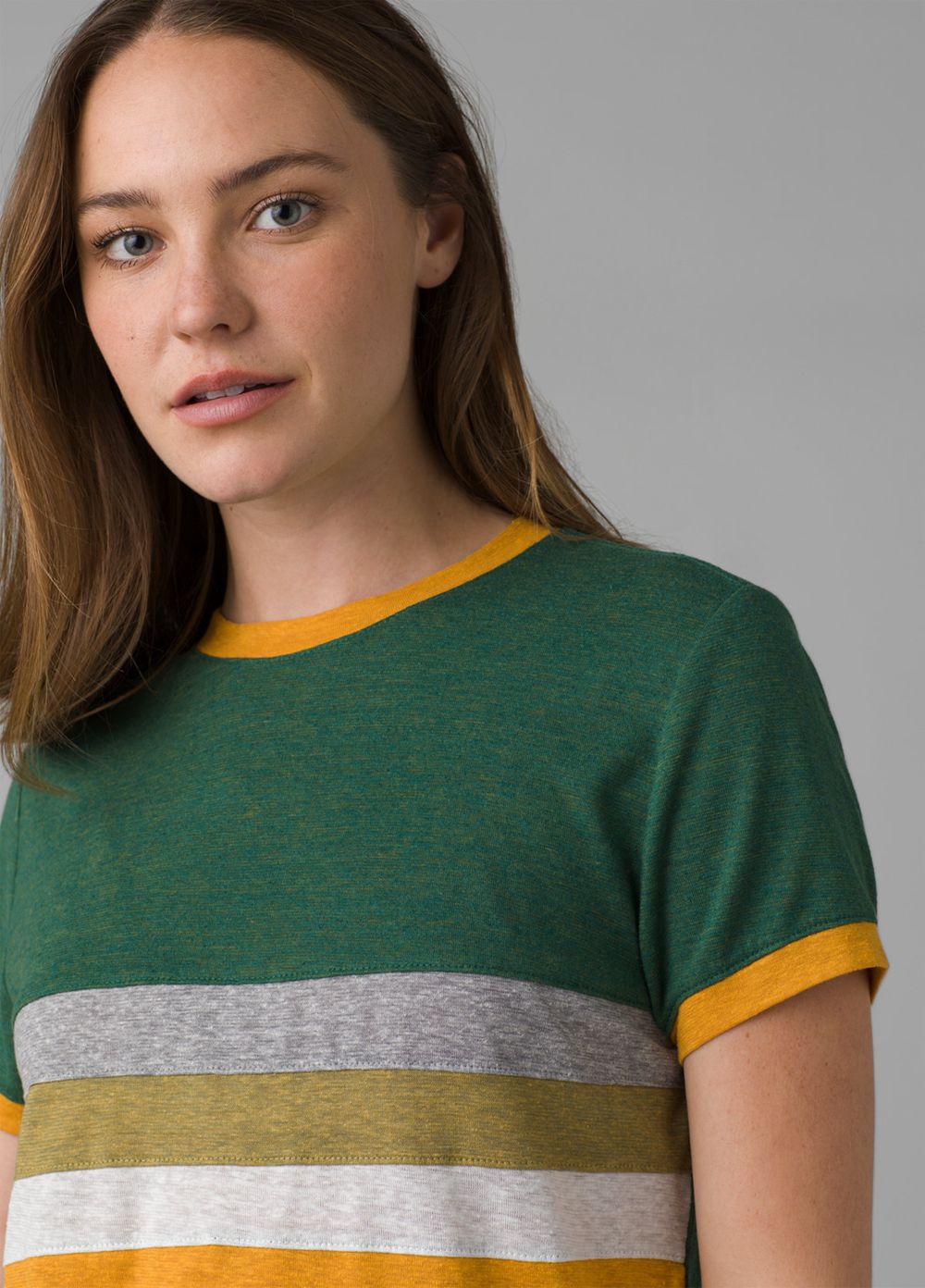 Green Women's PrAna Cozy Up Ringer T-Shirts | JPAGZU065