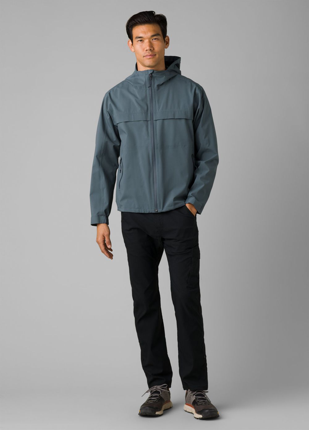 Grey Blue Men's PrAna Friction Rain Jackets | DQOLZM940