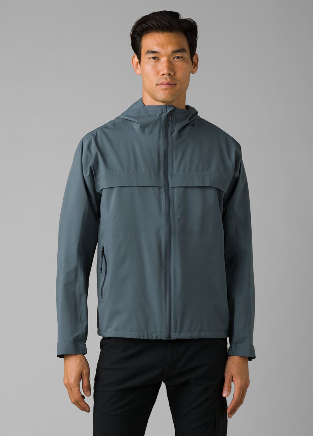 Grey Blue Men\'s PrAna Friction Rain Jackets | DQOLZM940