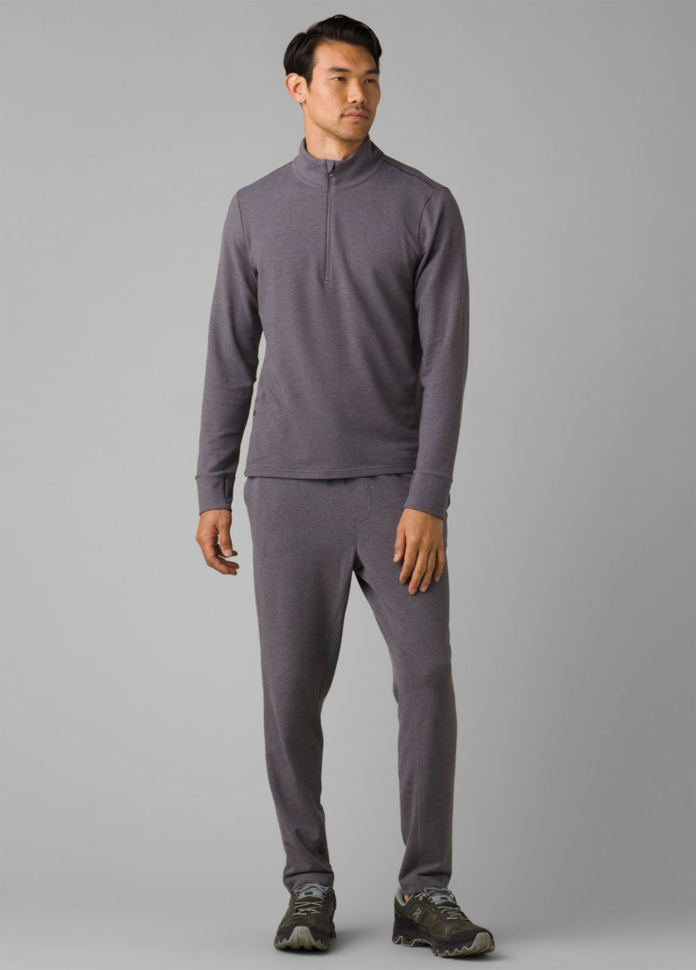 Grey Men's PrAna Altitude Tracker 1/4 Zip Sweaters | QPGOMZ103