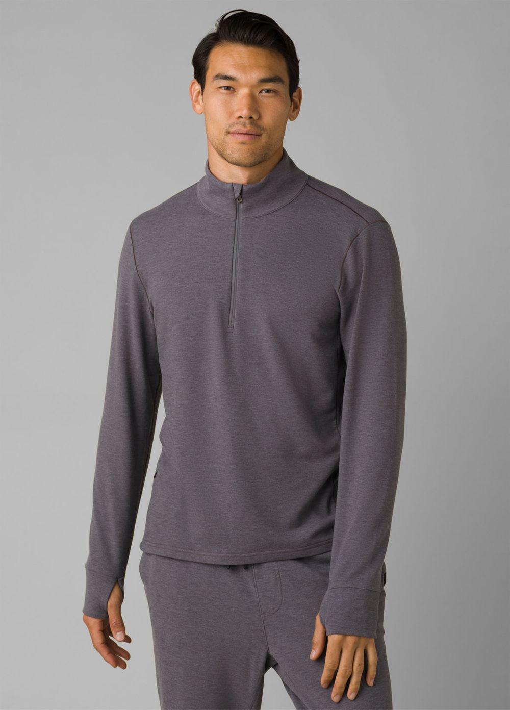 Grey Men\'s PrAna Altitude Tracker 1/4 Zip Sweaters | QPGOMZ103