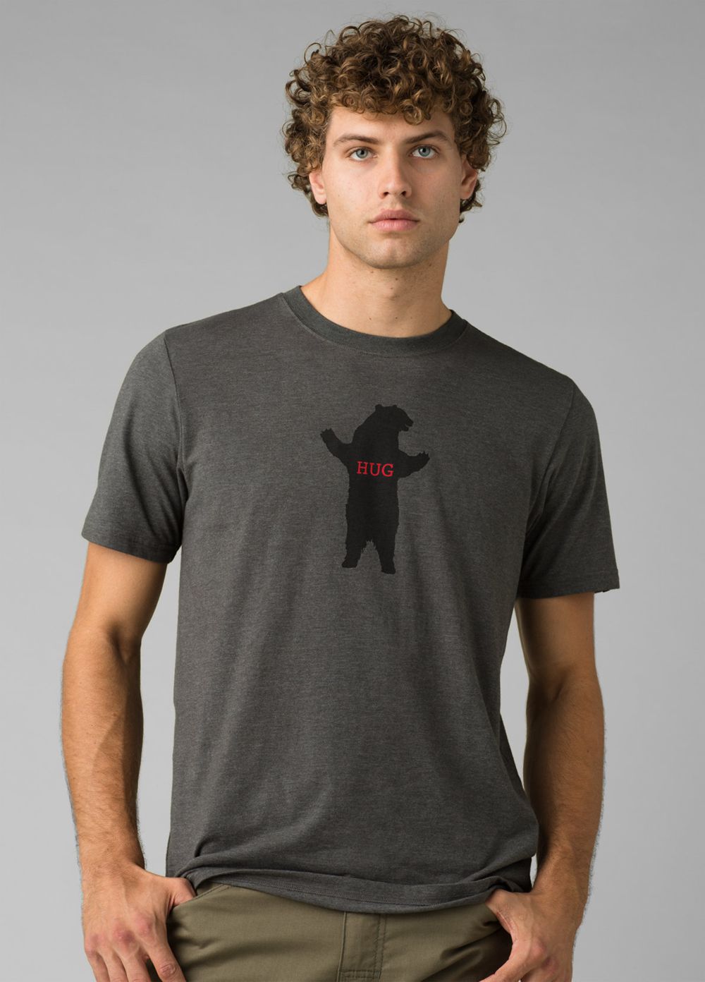 Grey Men\'s PrAna Bear Squeeze Journeyman T-Shirts | WZERGQ791