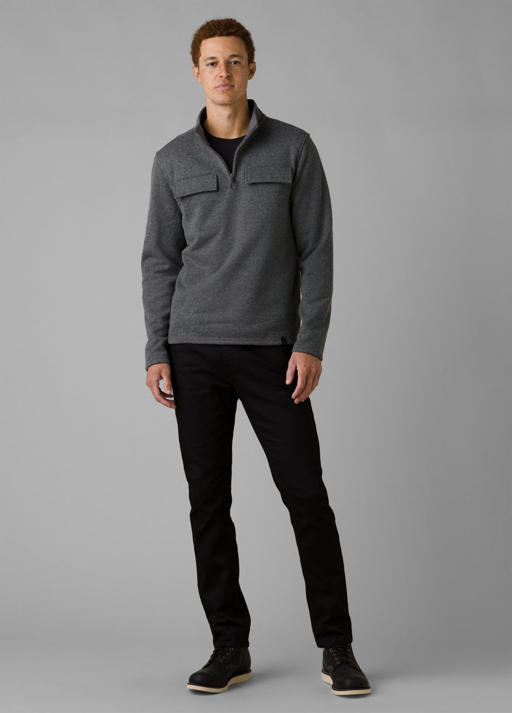 Grey Men's PrAna Brookland 1/4 Zip Sweaters | ELYOVZ632