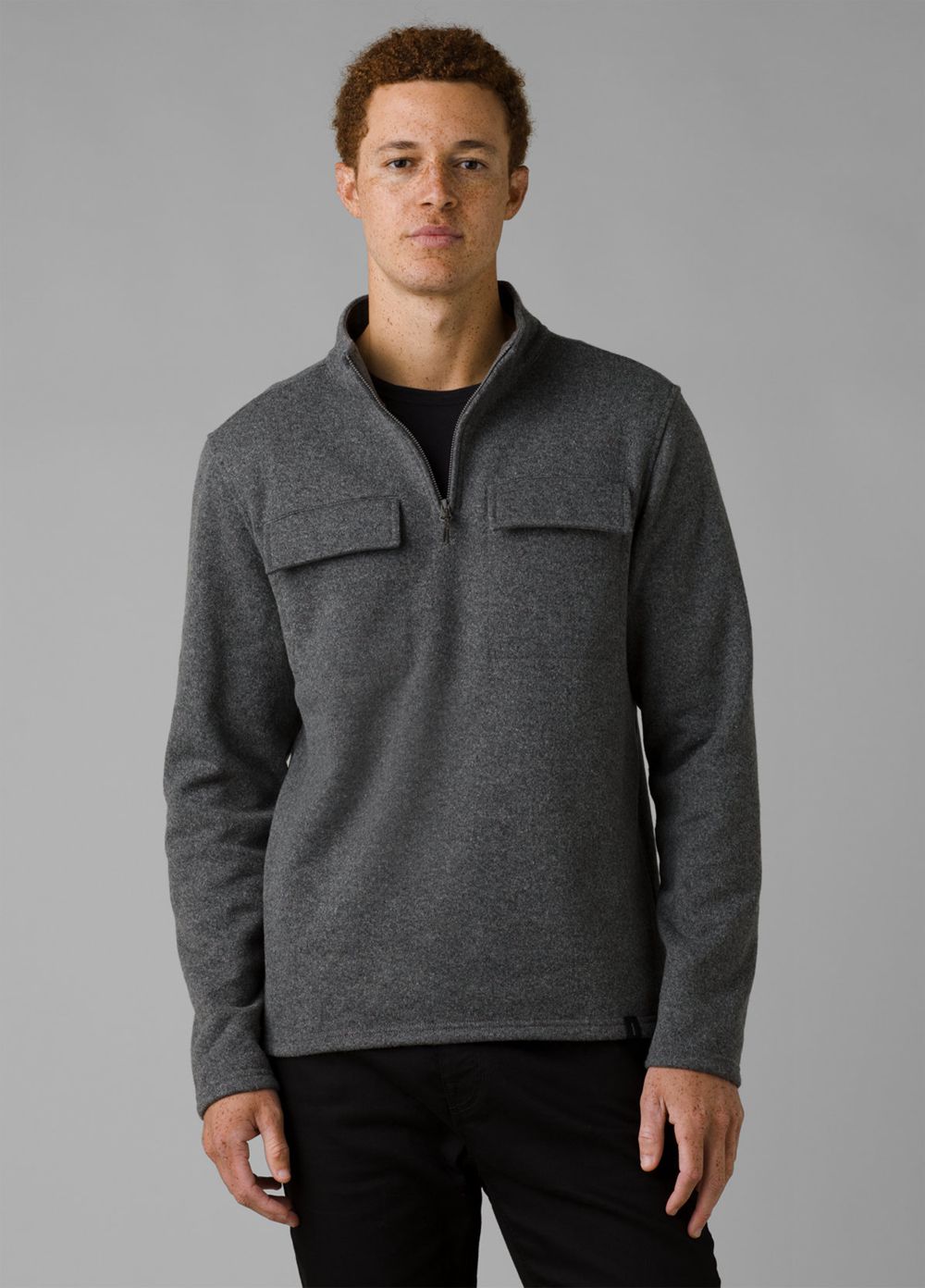 Grey Men\'s PrAna Brookland 1/4 Zip Sweaters | ELYOVZ632