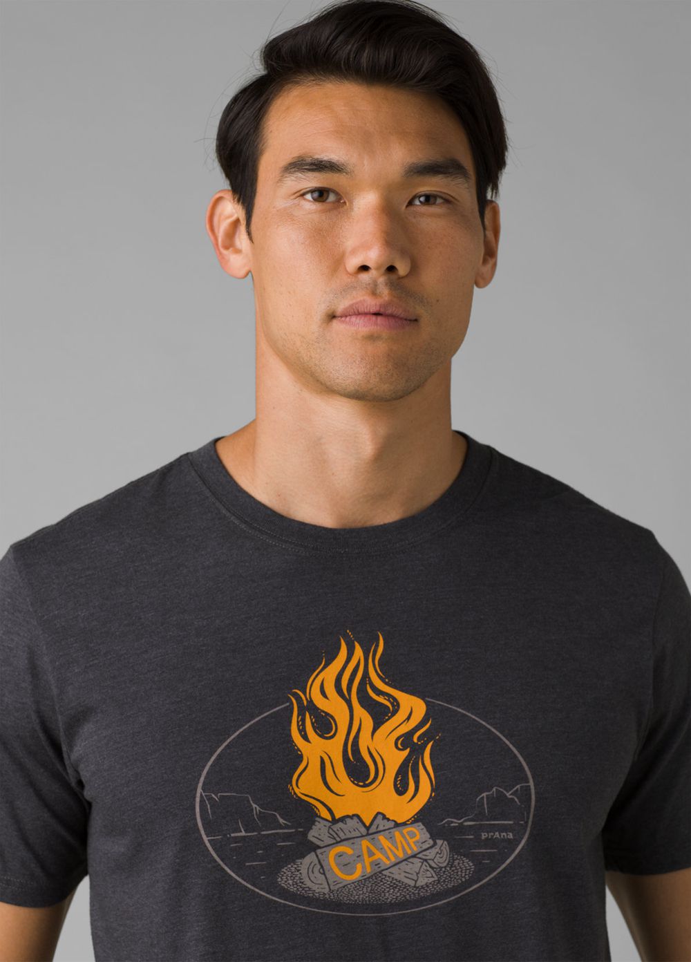 Grey Men's PrAna Camp Fire Journeyman 2 T-Shirts | FWSHUY173