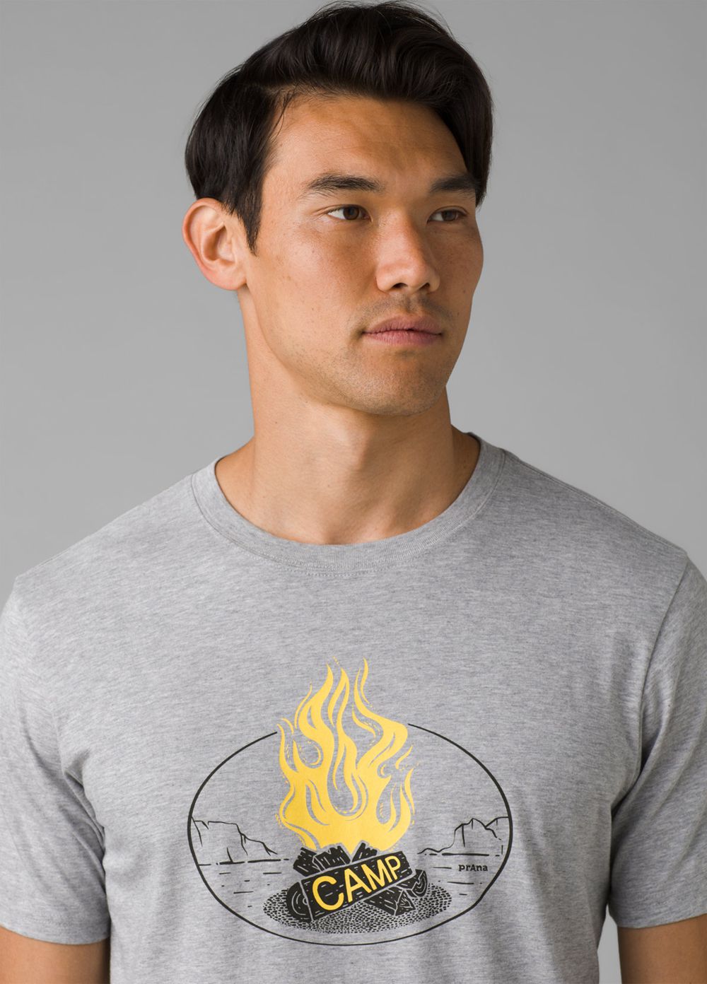 Grey Men's PrAna Camp Fire Journeyman 2 T-Shirts | UGCEKL016