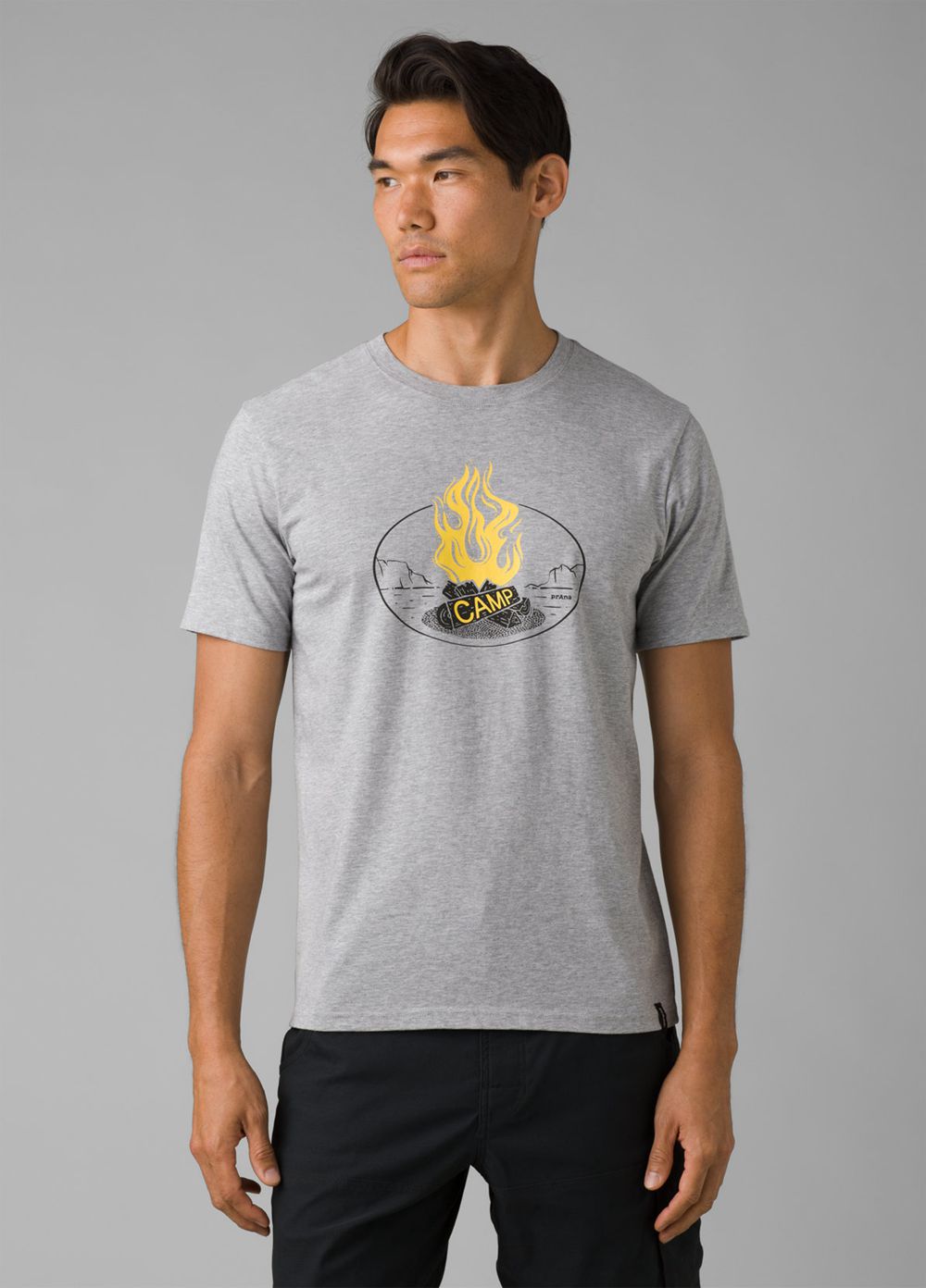 Grey Men\'s PrAna Camp Fire Journeyman 2 T-Shirts | UGCEKL016