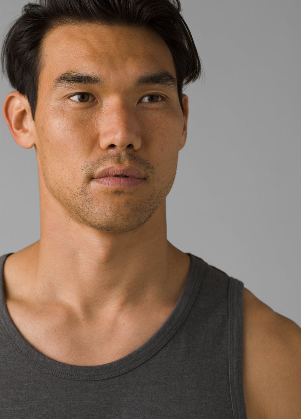 Grey Men's PrAna Cotton Tank Top | UZPKIW084