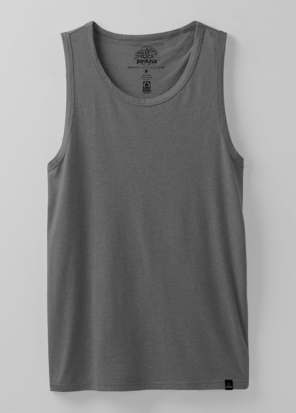 Grey Men's PrAna Cotton Tank Top | UZPKIW084