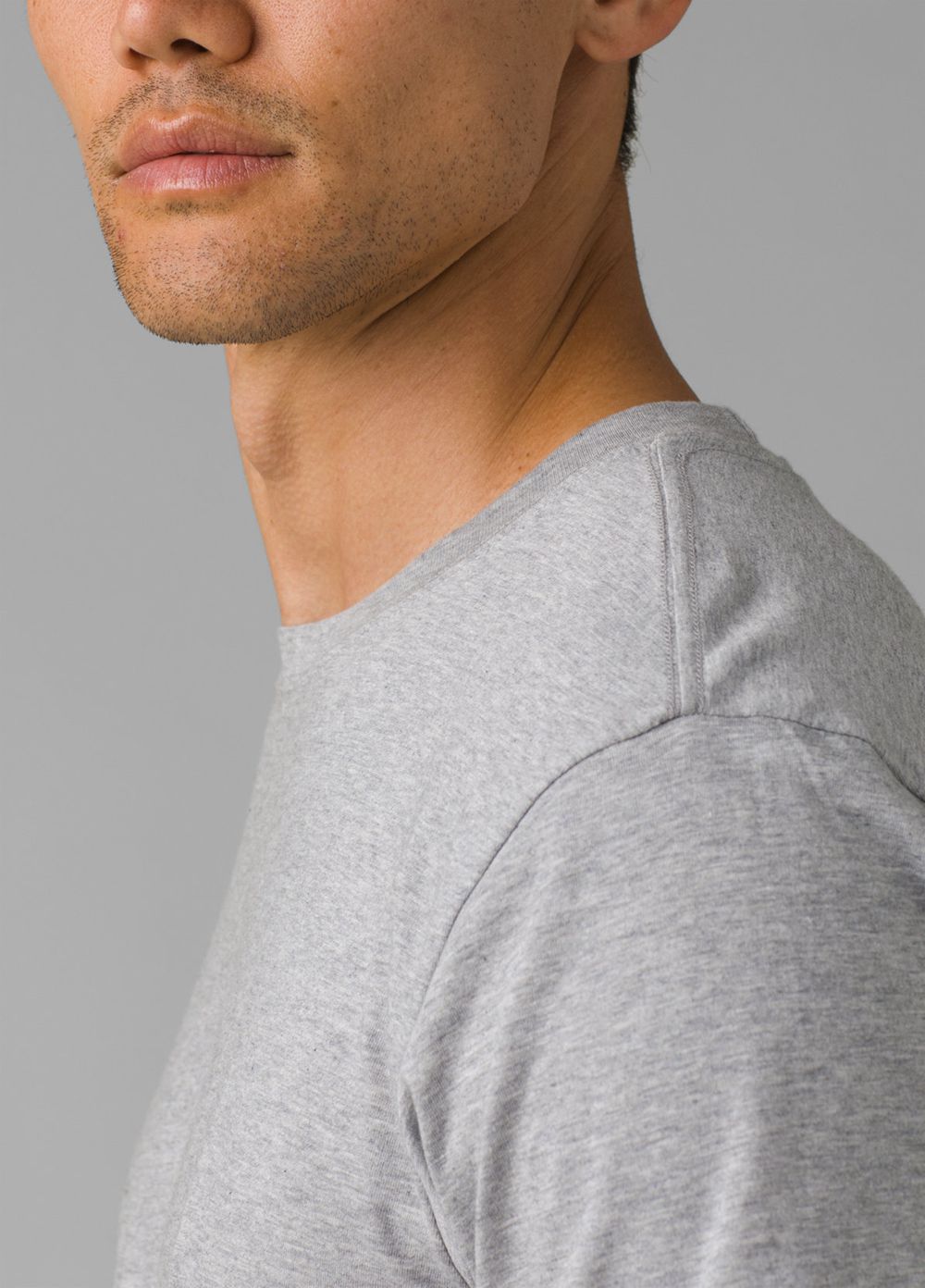 Grey Men's PrAna Crew T-Shirts | URNLIT294