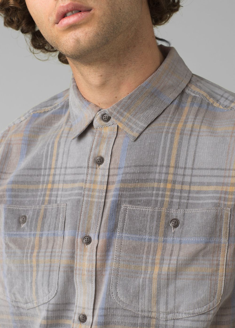 Grey Men's PrAna Dooley Long Sleeve Shirts | ILRMHD907