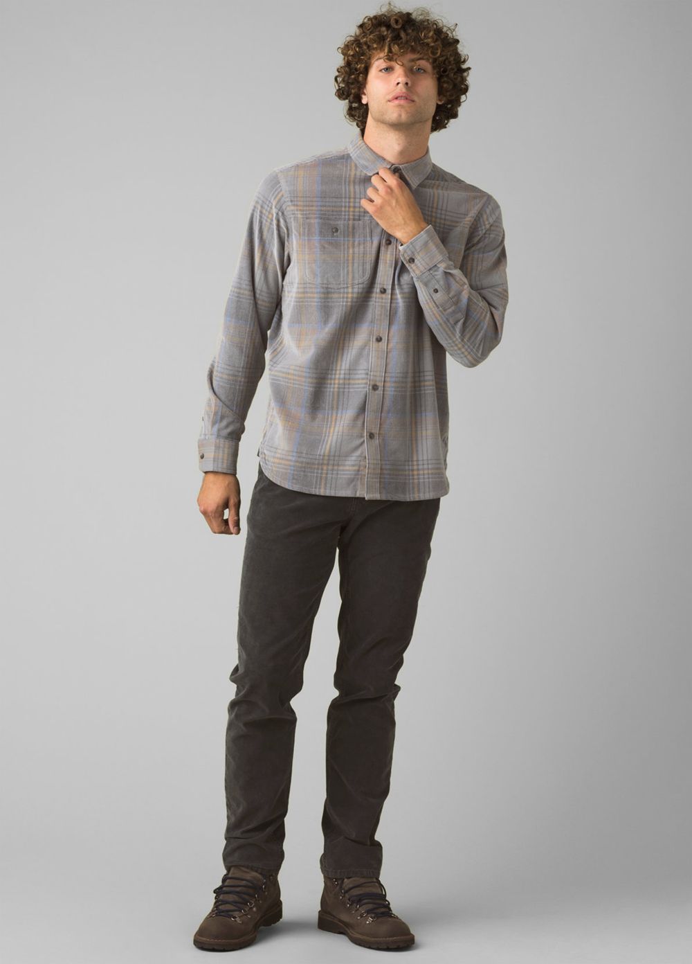 Grey Men's PrAna Dooley Long Sleeve Shirts | ILRMHD907