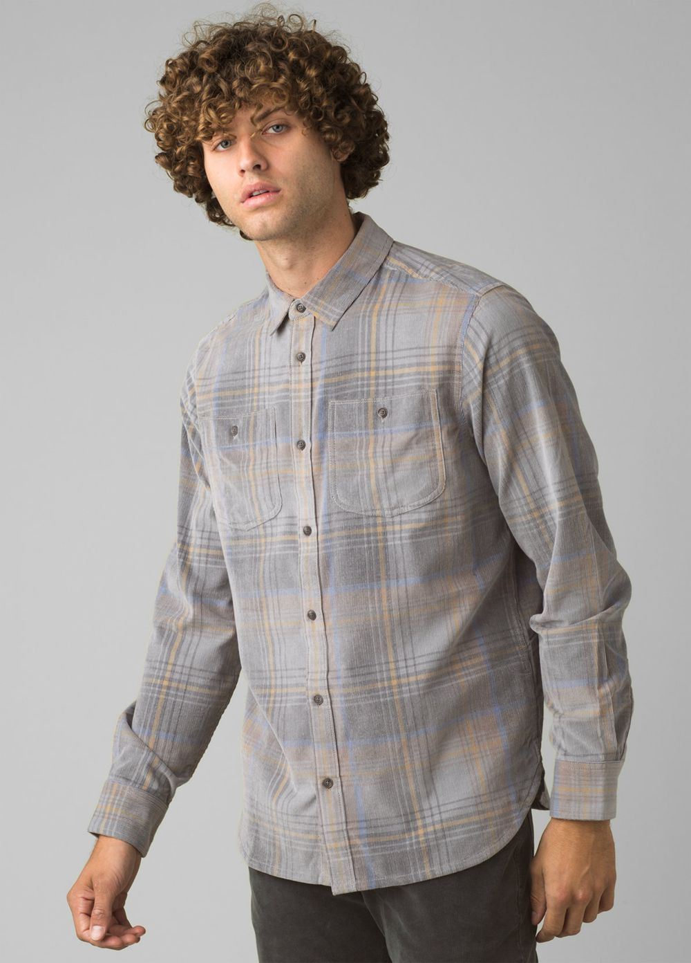 Grey Men\'s PrAna Dooley Long Sleeve Shirts | ILRMHD907