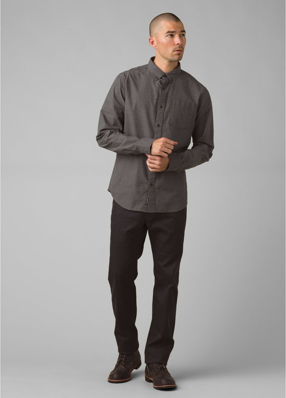 Grey Men's PrAna Drayton Long Sleeve Shirts | EVBXPN852