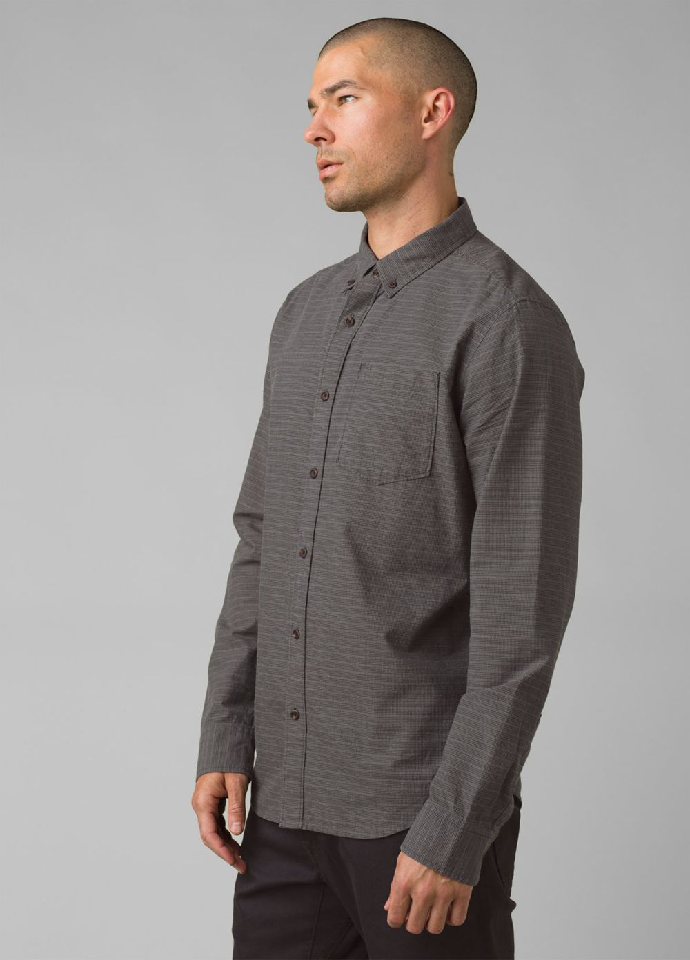 Grey Men\'s PrAna Drayton Long Sleeve Shirts | EVBXPN852