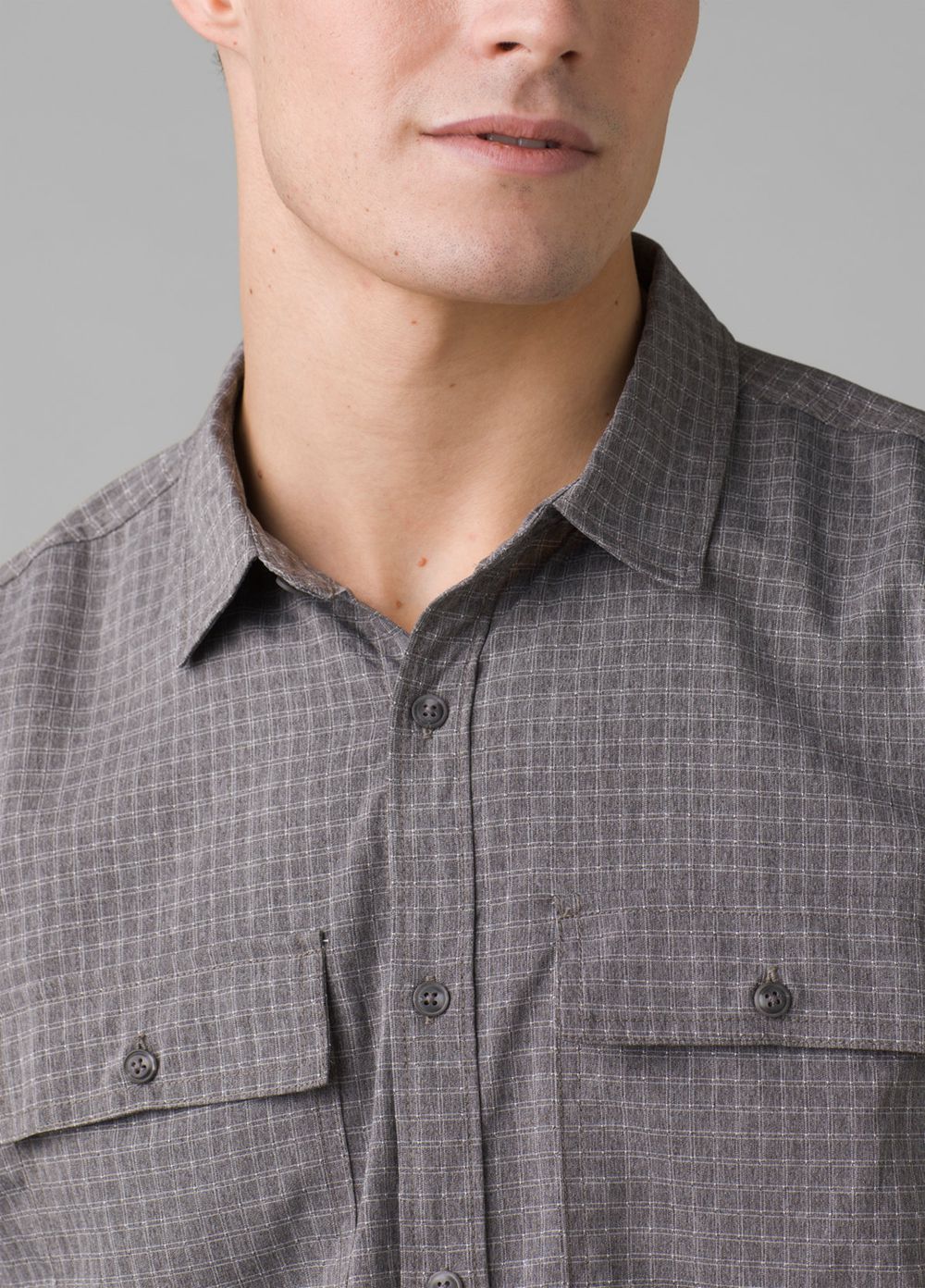 Grey Men's PrAna Garvan Short Sleeve Shirts | AIJYLM103