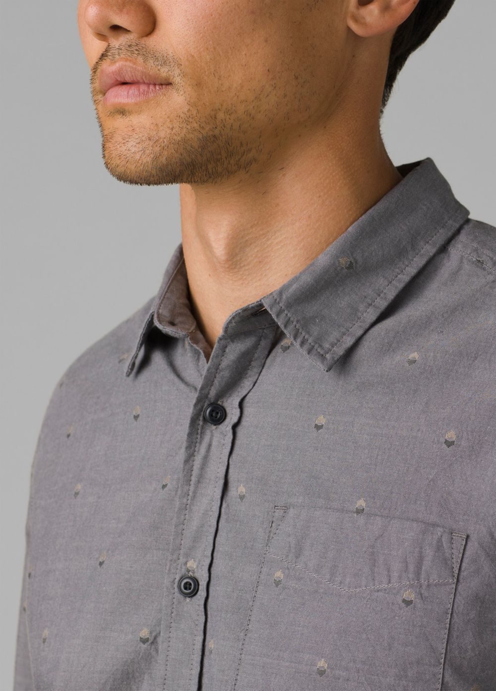 Grey Men's PrAna Lewisville Shirts | MRYDOT294