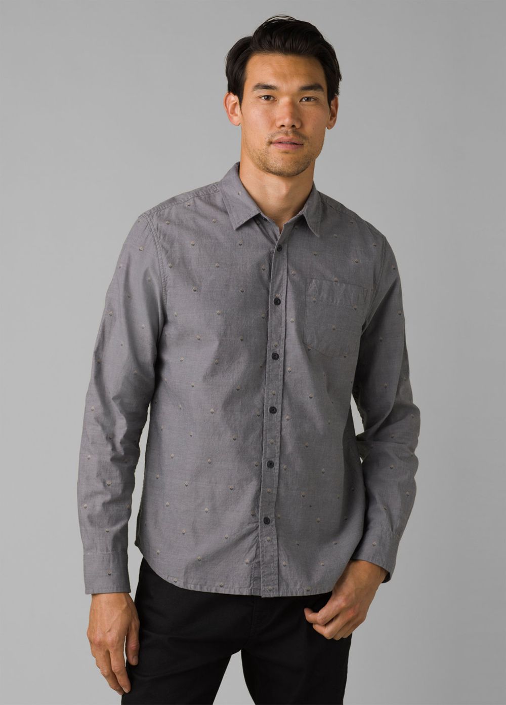 Grey Men\'s PrAna Lewisville Shirts | MRYDOT294