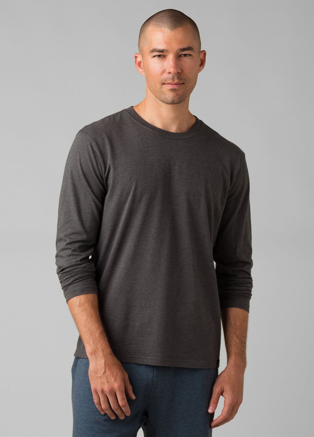 Grey Men\'s PrAna Long Sleeve T-Shirts | WBDIAP519