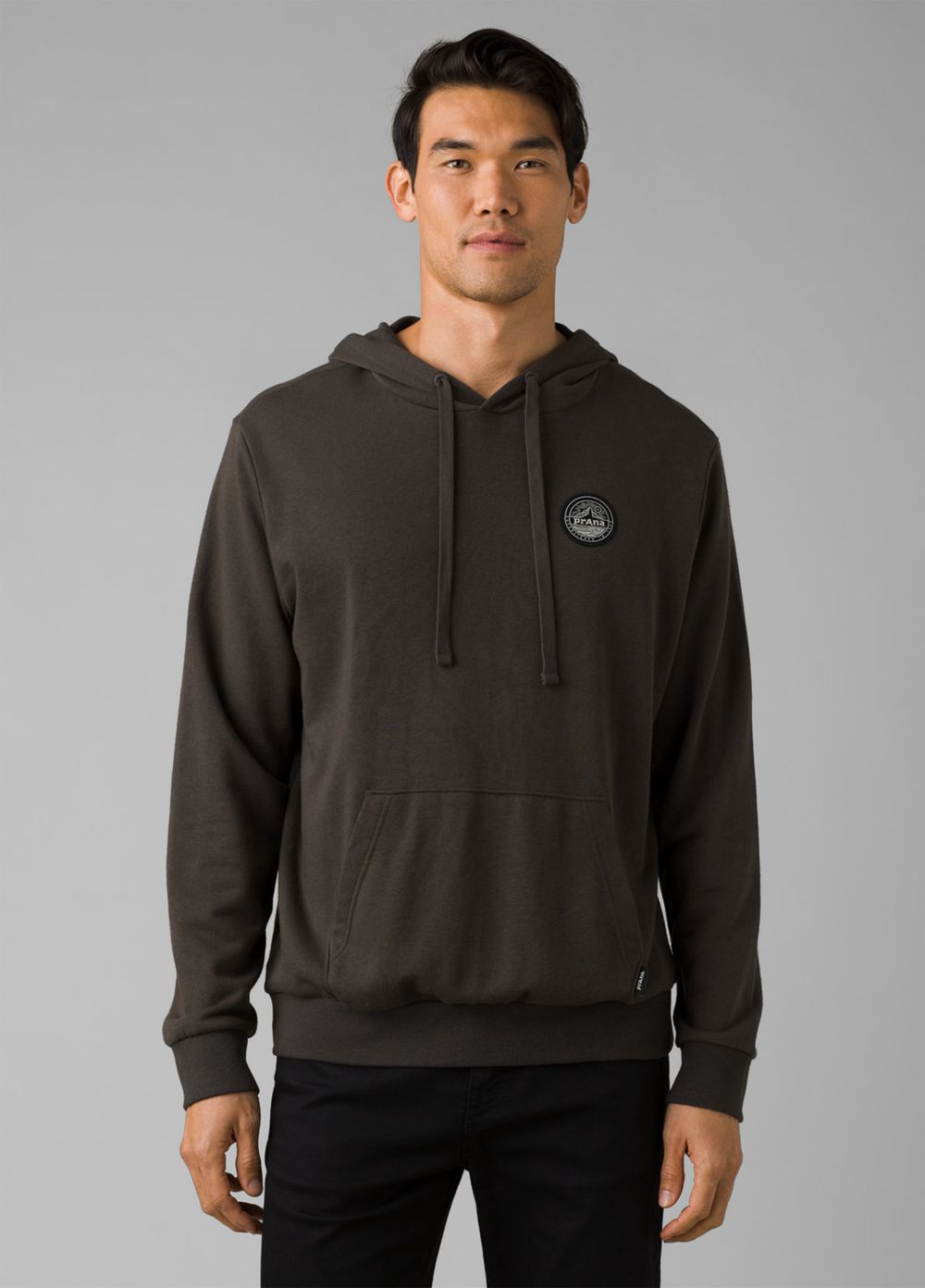 Grey Men\'s PrAna Patch Hoodie | EMACFH235