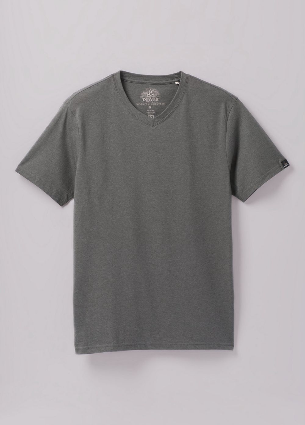 Grey Men's PrAna V-Neck T-Shirts | AKSYXR340