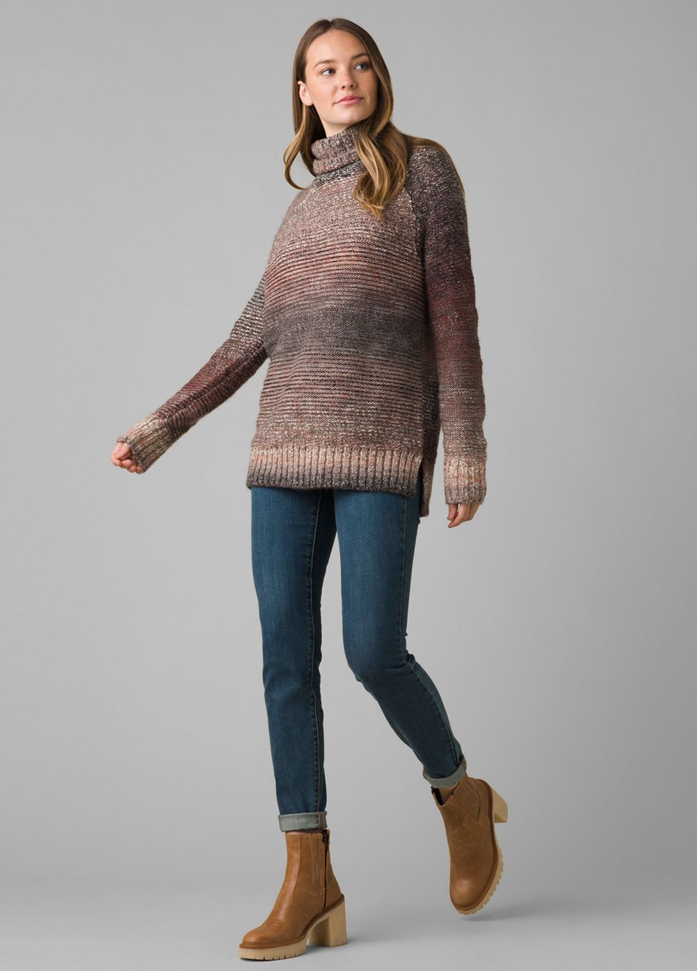 Grey Women's PrAna Autum Rein Tunic Sweaters | YSUPBK453