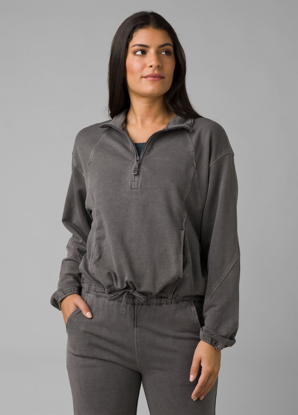 Grey Women\'s PrAna Calimero 1/2 Zip Sweaters | QTUHSL509