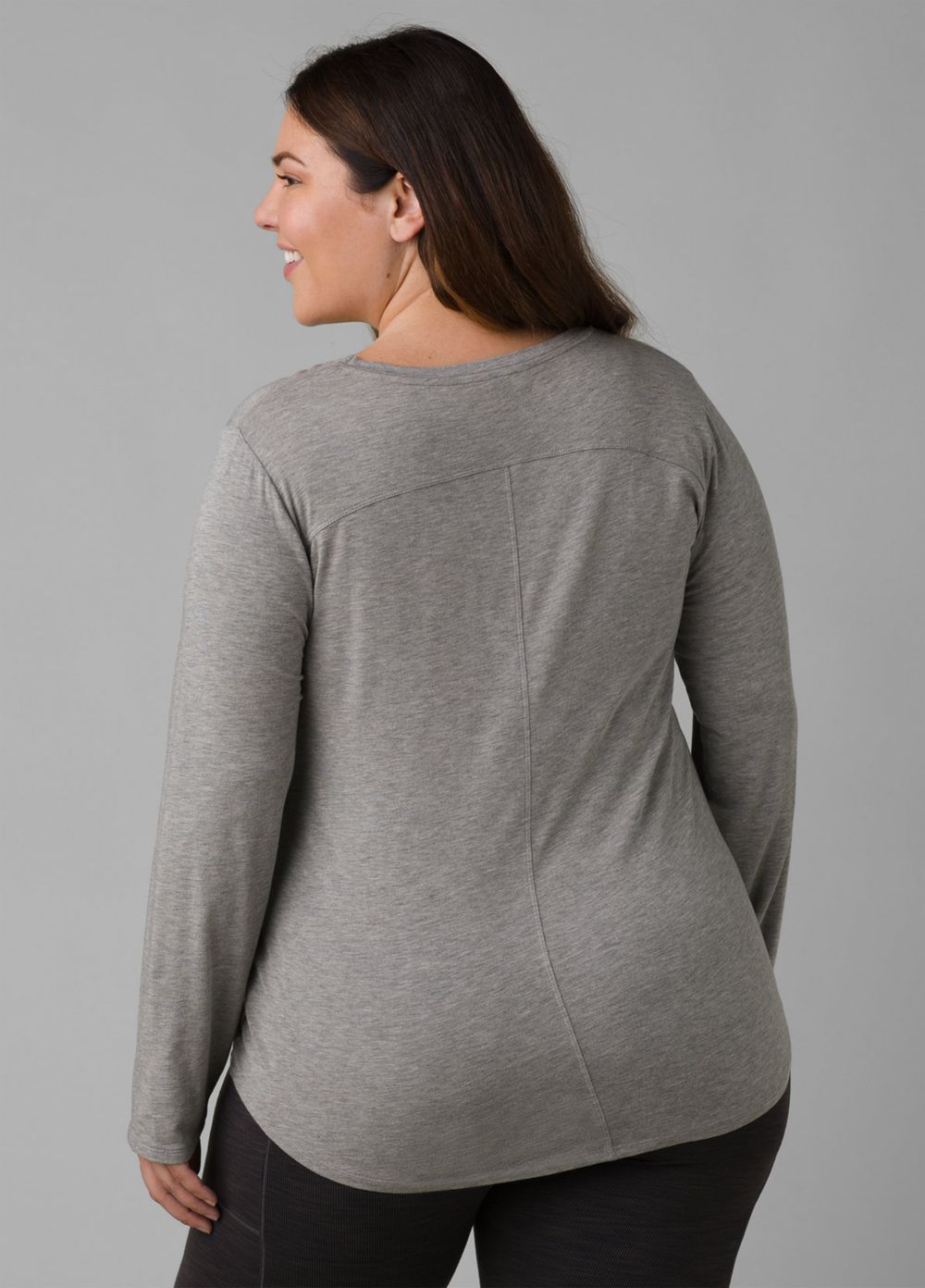 Grey Women's PrAna Foundation Long Sleeve Plus T-Shirts | QHPKCL586