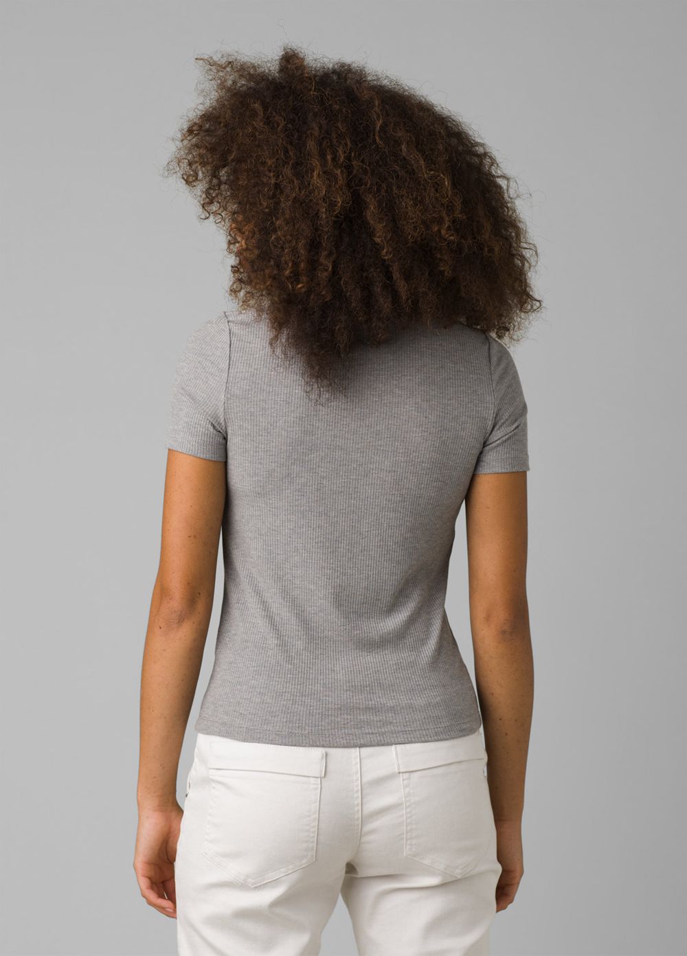 Grey Women's PrAna Foundation Rib T-Shirts | FDSTUY816