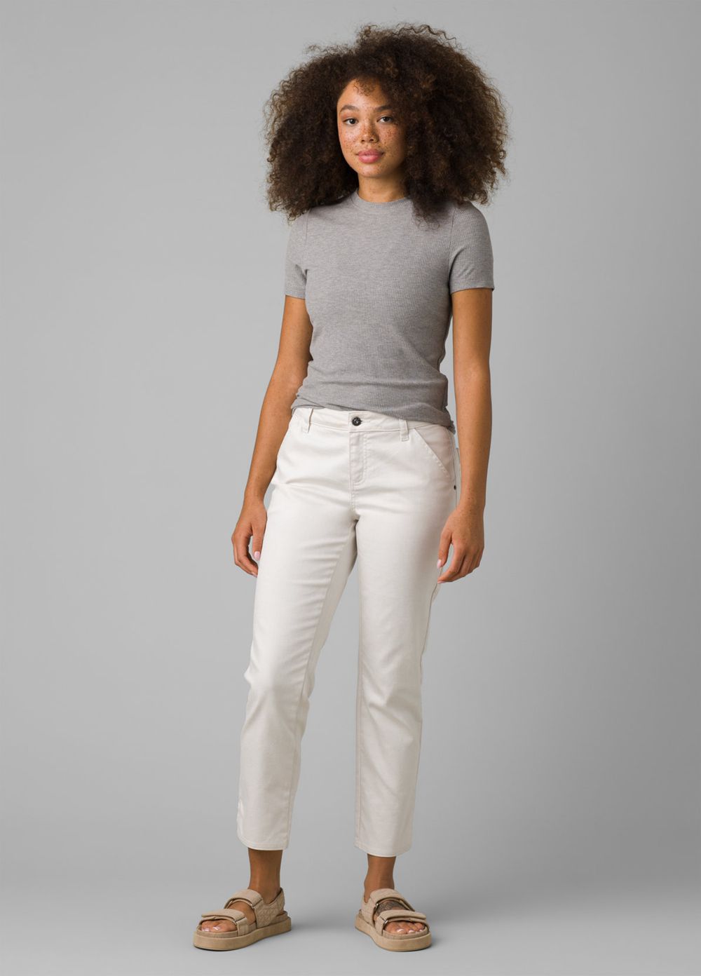 Grey Women's PrAna Foundation Rib T-Shirts | FDSTUY816