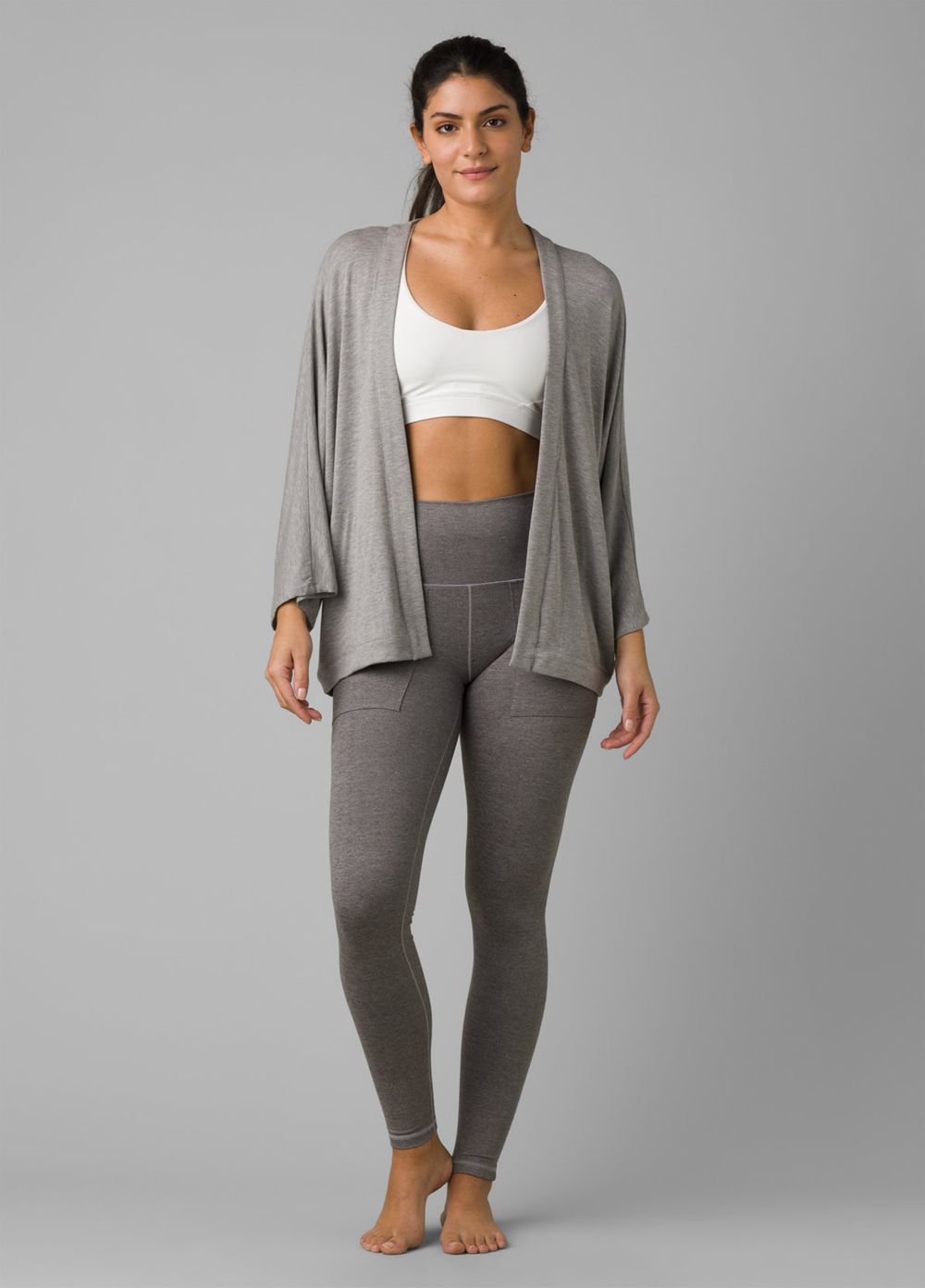 Grey Women's PrAna Foundation Seabrook Wrap Sweaters | LBPOGI650