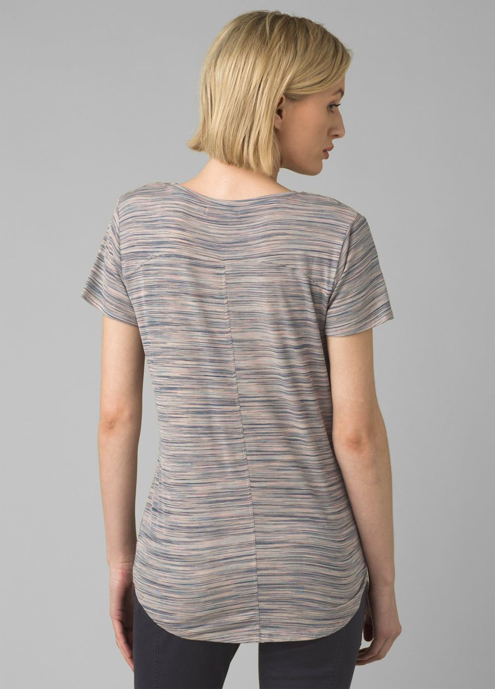 Grey Women's PrAna Foundation Short Sleeve V-neck T-Shirts | CQBHNV905